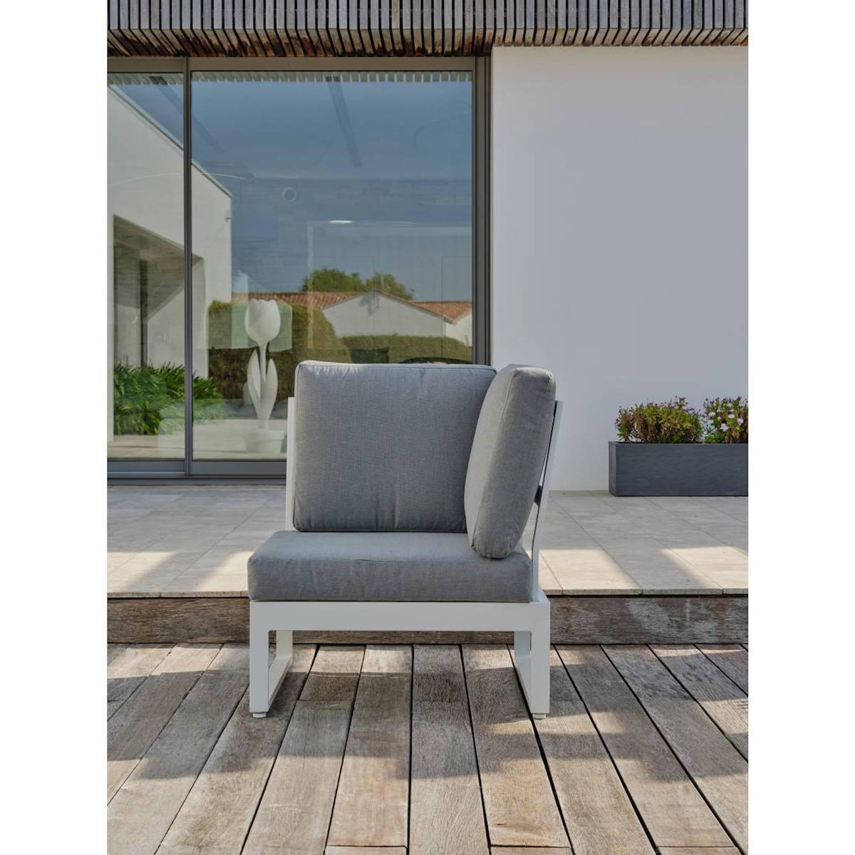 Paris Prix Salon de Jardin d'Angle 6 Places  Valencia  166cm Blanc