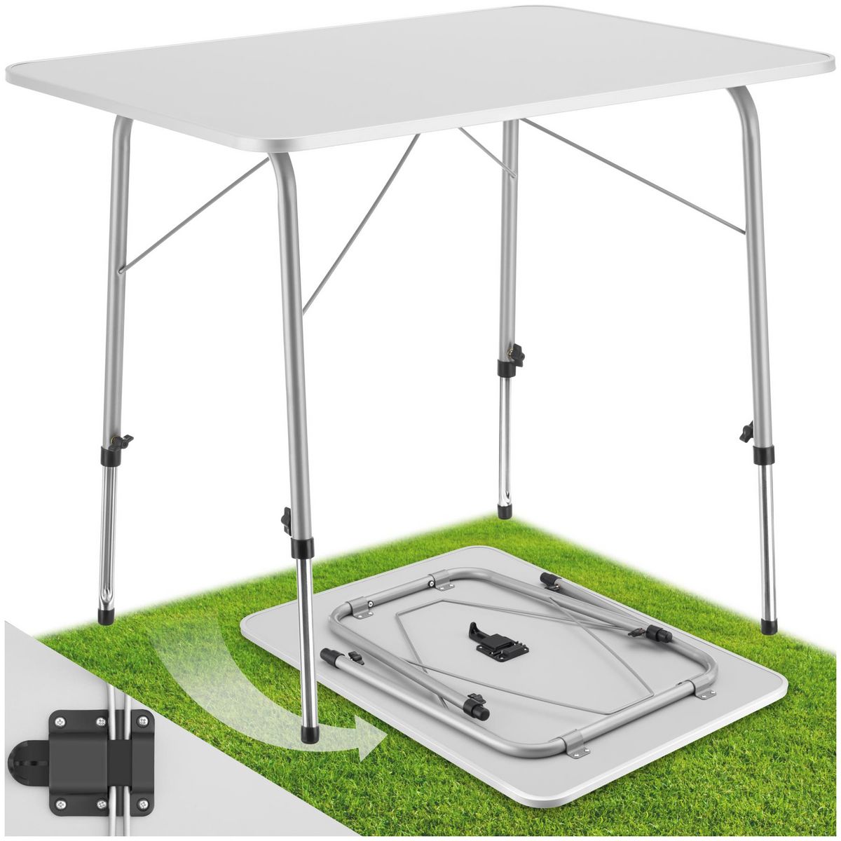 tectake Table de camping pliable gris
