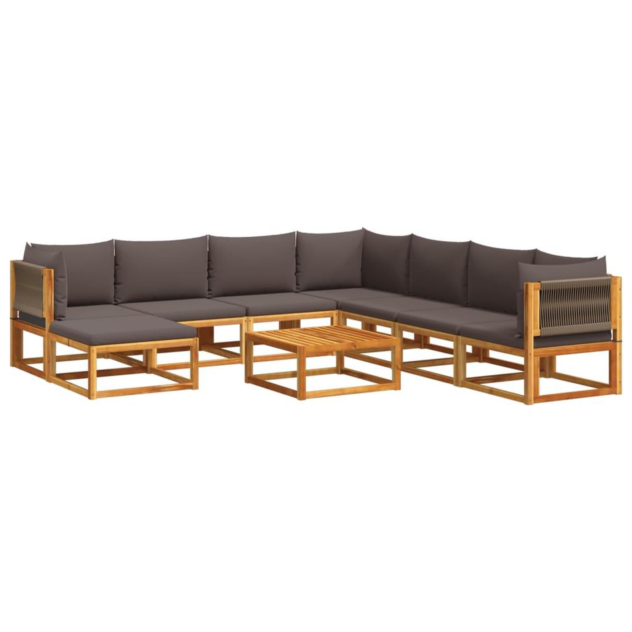 Voir la diapositive 2 : VIDAXL Salon de jardin avec coussins 9 pcs bois massif d'acacia