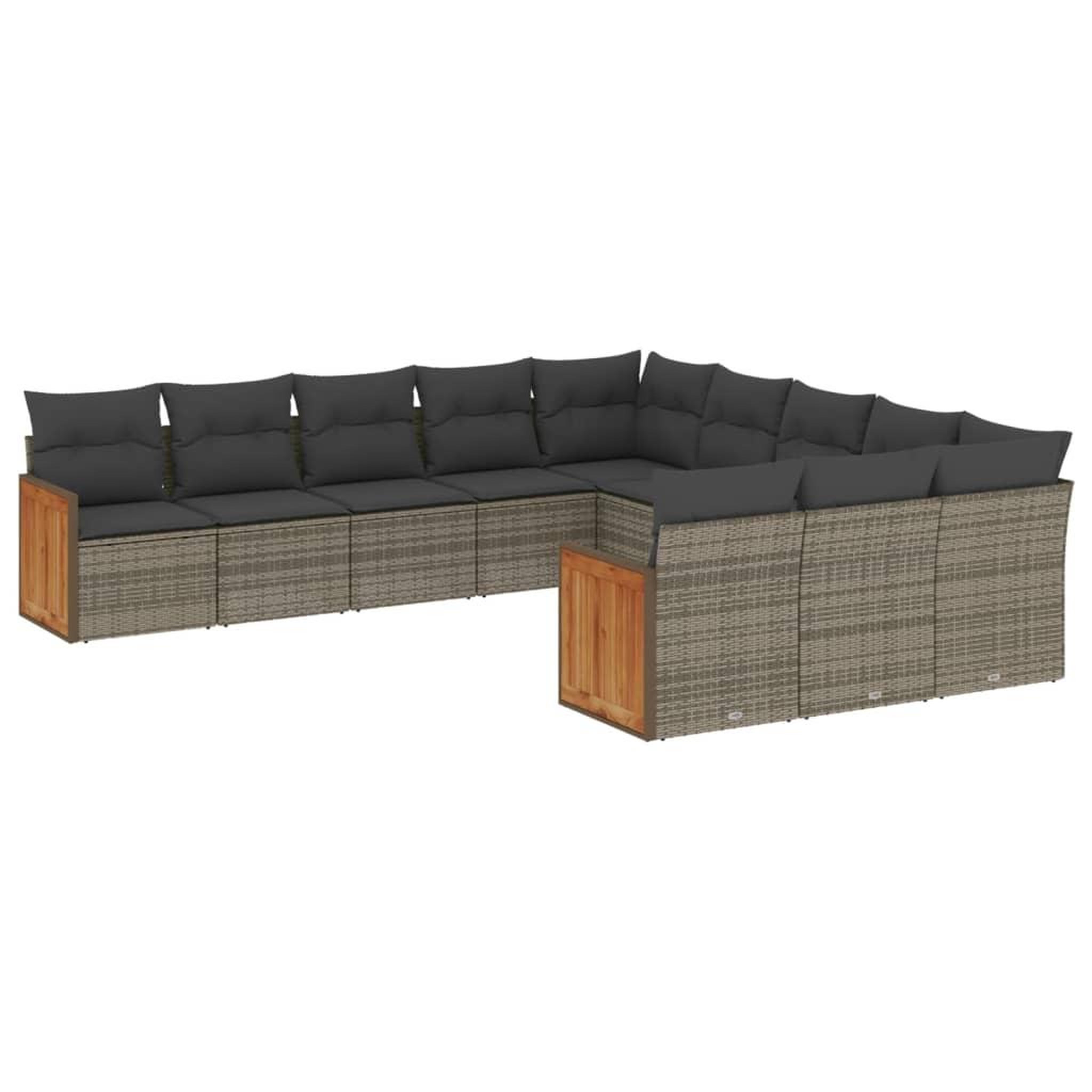 Voir la diapositive 2 : VIDAXL Salon de jardin 11 pcs avec coussins gris resine tressee
