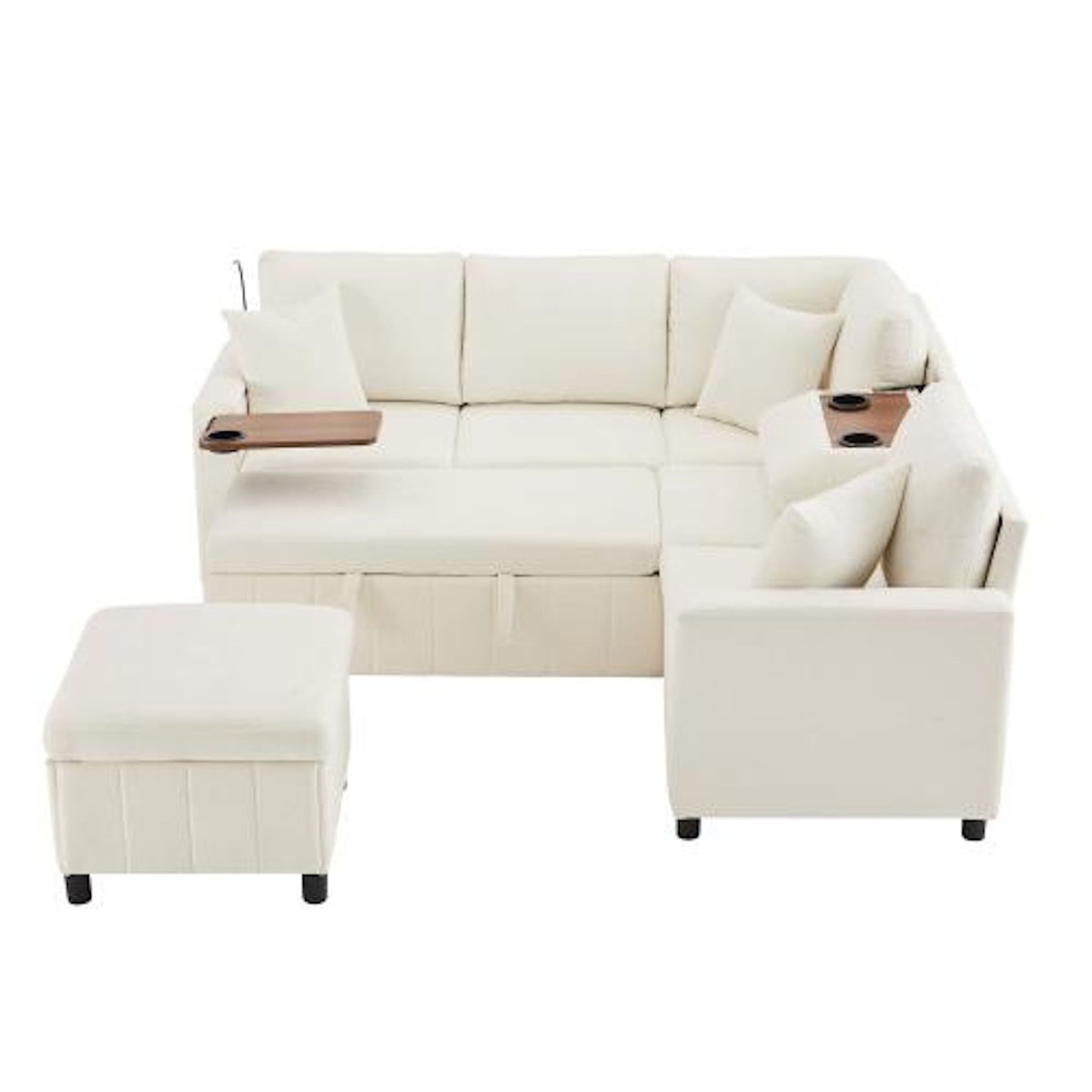 MERAX Canapé d'angle droit fixe 4 places tissu