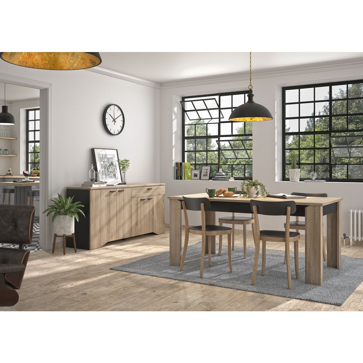 GAMI Table de séjour salle à manger L170cm RIO 