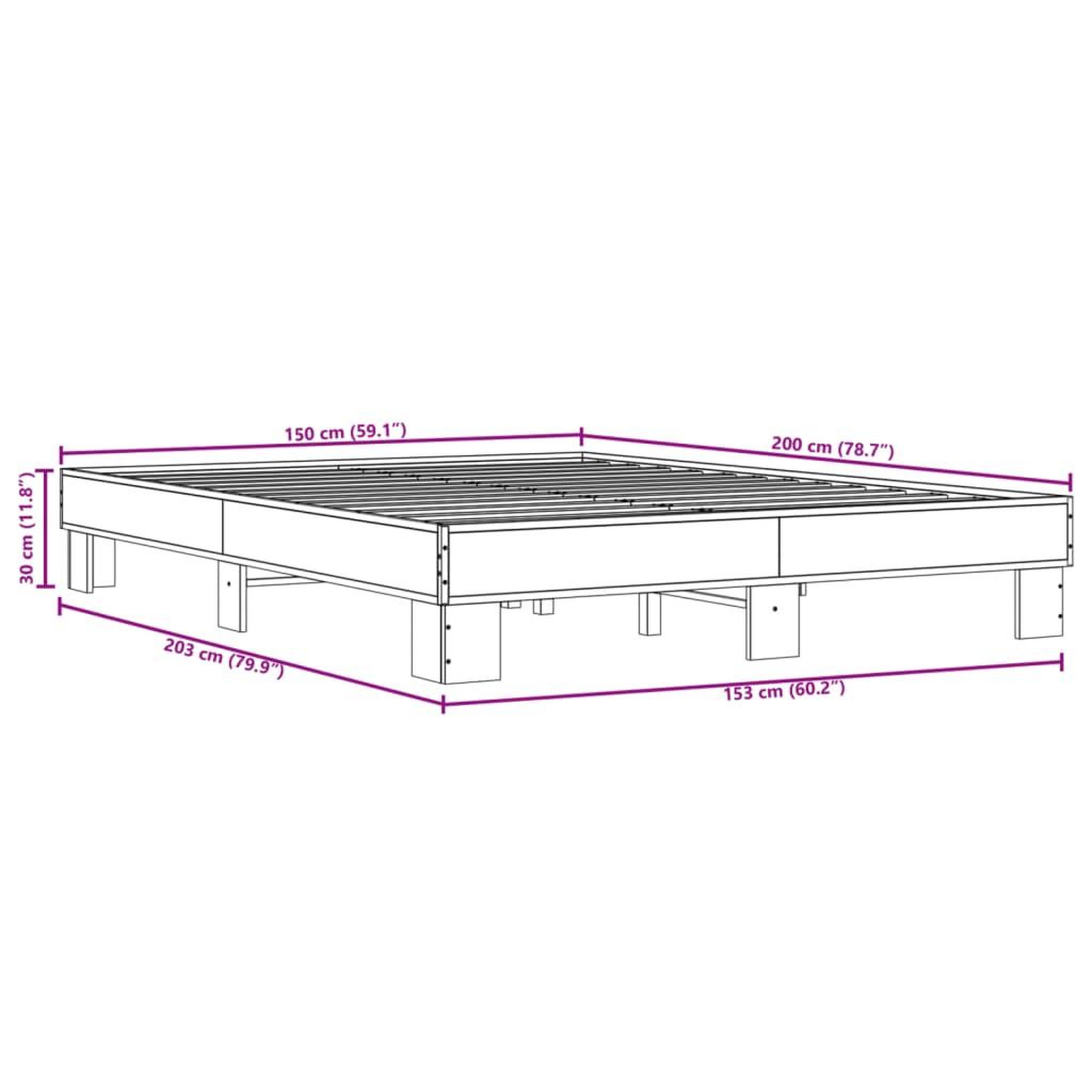 Voir la diapositive 6 : VIDAXL Cadre de lit sans matelas noir 150x200 cm