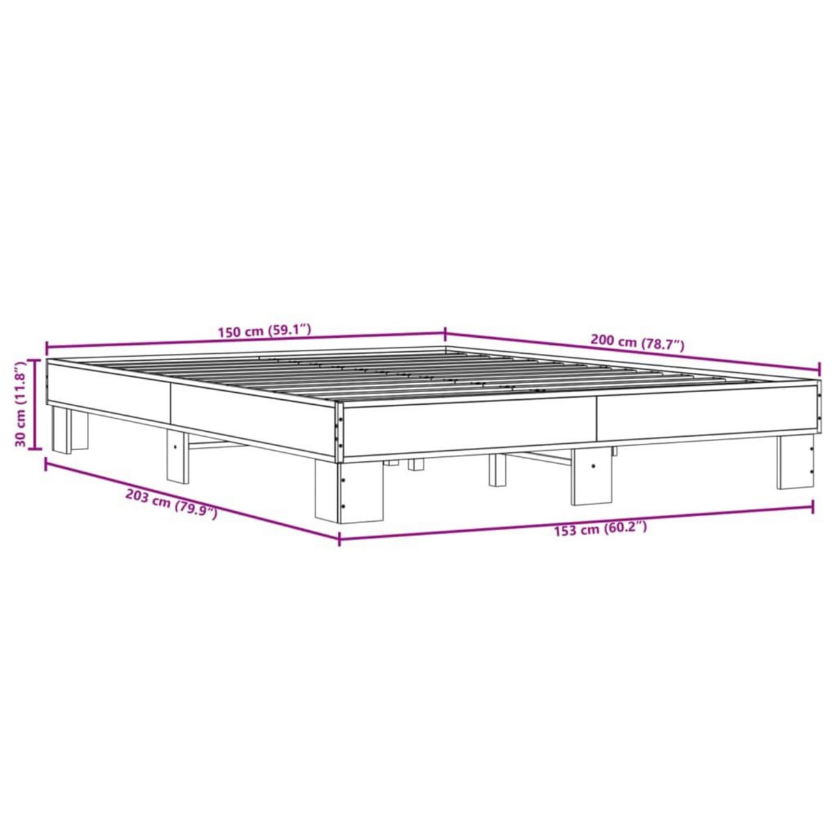 VIDAXL Cadre de lit sans matelas noir 150x200 cm