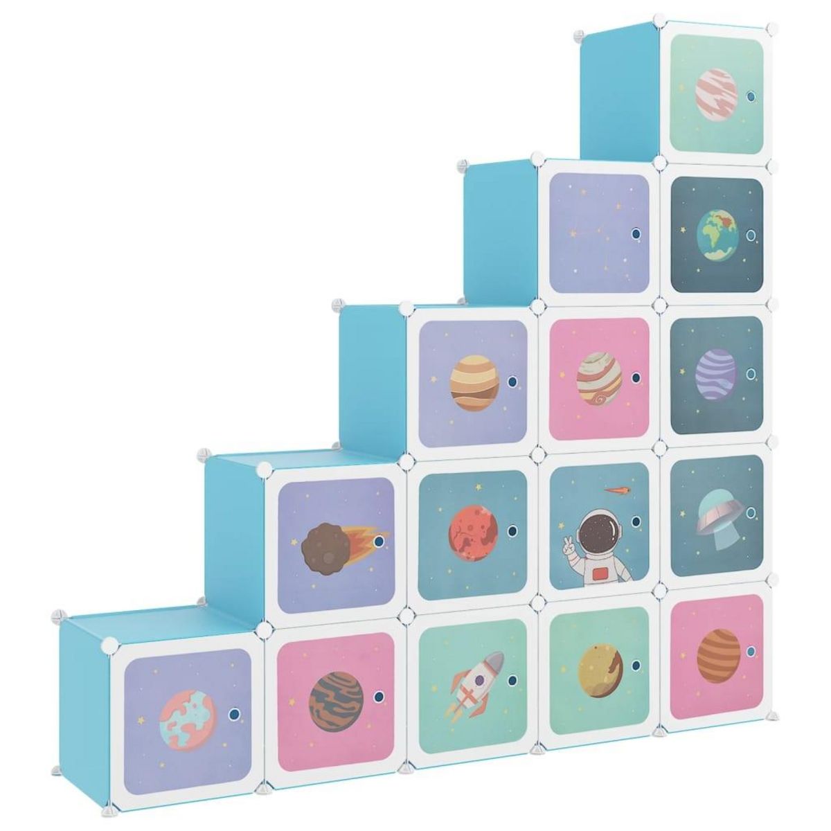 VIDAXL Armoire de rangement pour enfants avec 15 cubes Bleu PP