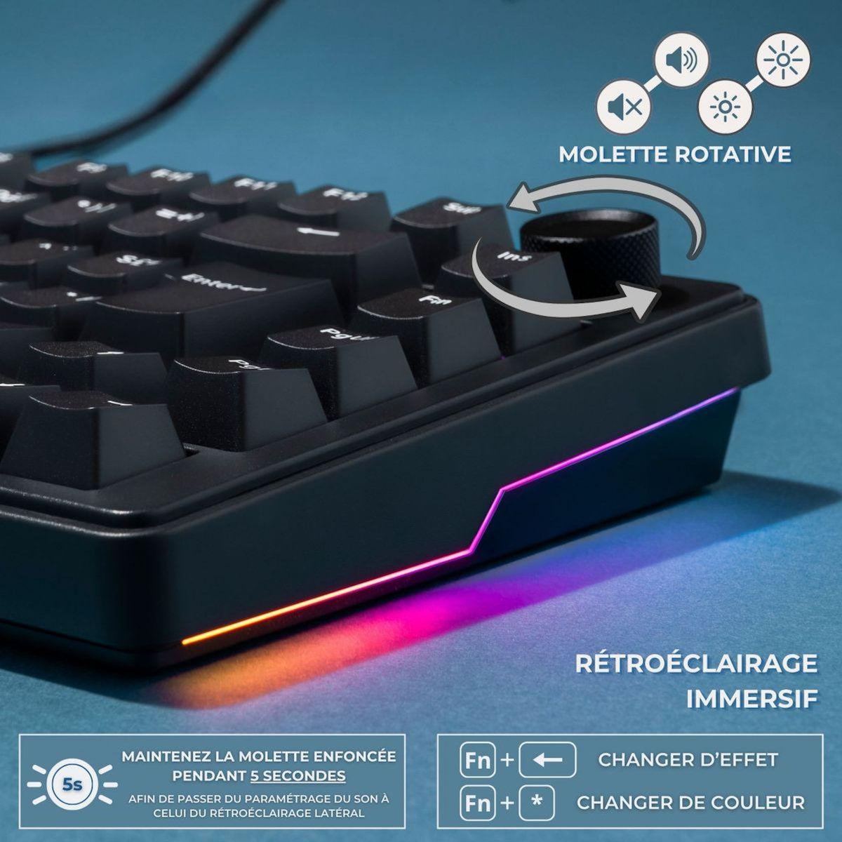 THE G-LAB Clavier gamer KEYZ ELITE 300 HE B Magnetique