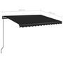 Voir la diapositive 6 : VIDAXL Auvent manuel retractable avec LED 3,5x2,5 m Anthracite