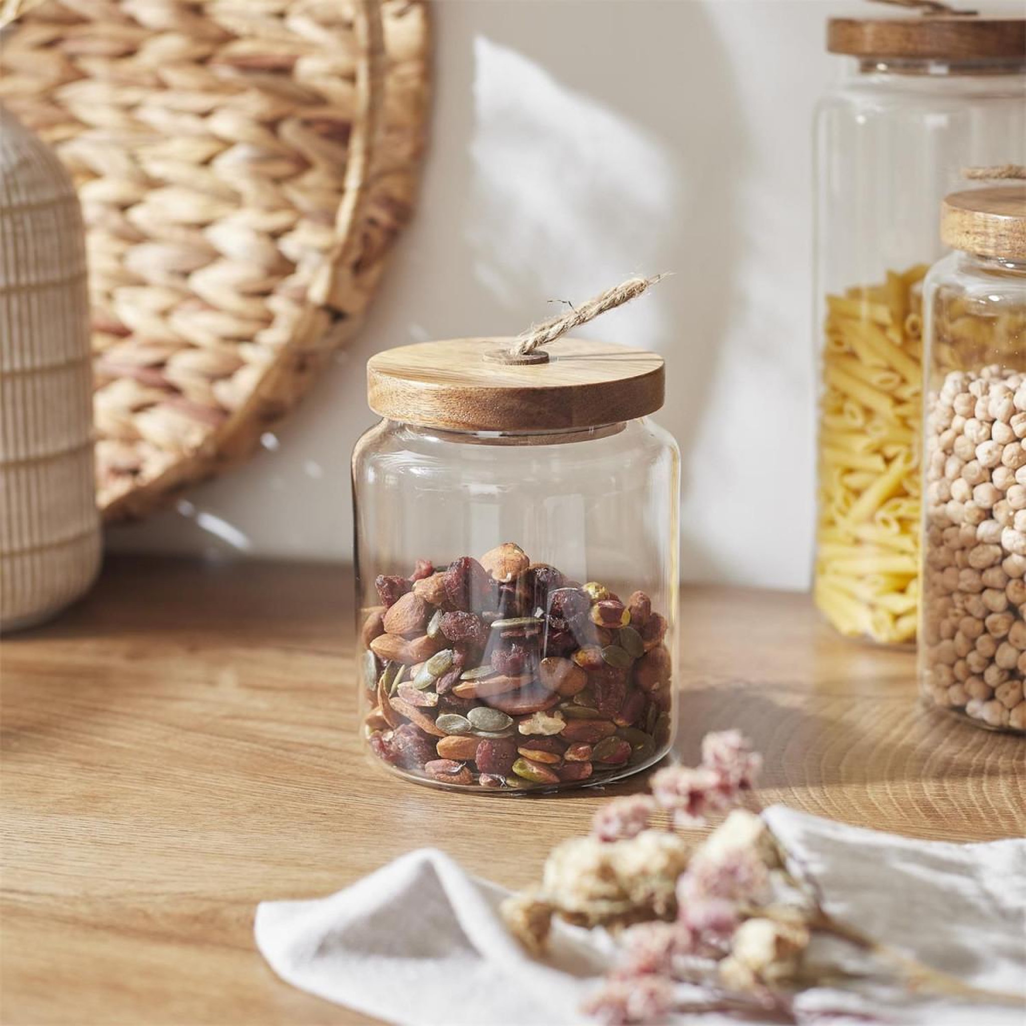 Voir la diapositive 3 : The Home Deco Factory Bocal de conservation  acacia  0,55l transparent