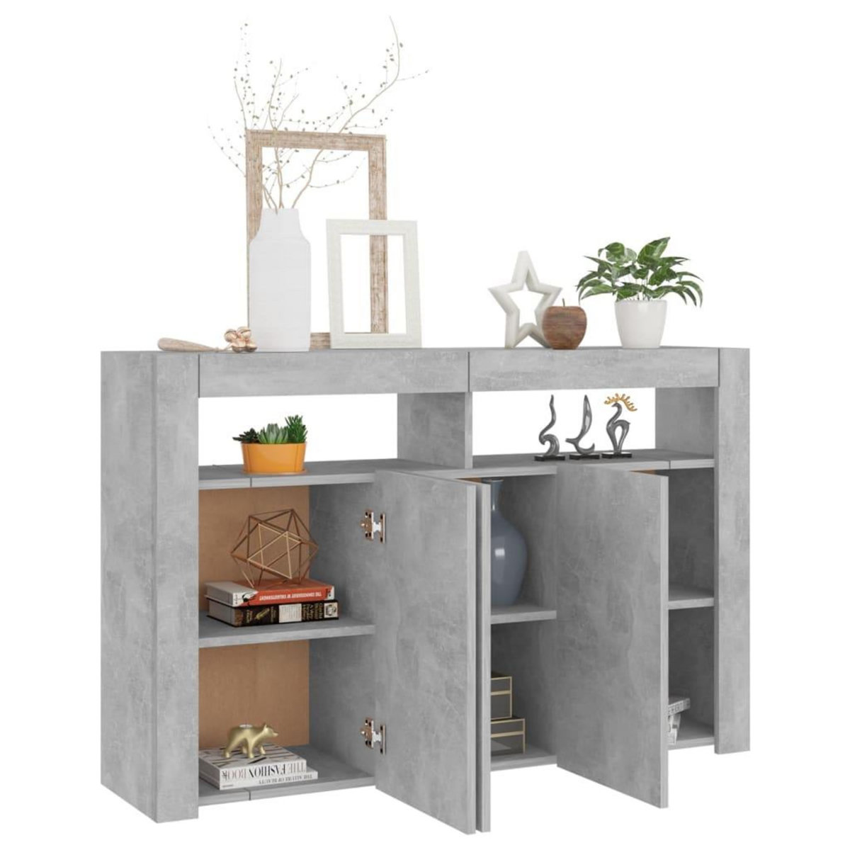 VIDAXL Buffet avec lumieres LED gris beton 115,5x30x75 cm
