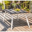 DCB GARDEN Table de jardin aluminium blanc gris 160x90x73cm SCANDI