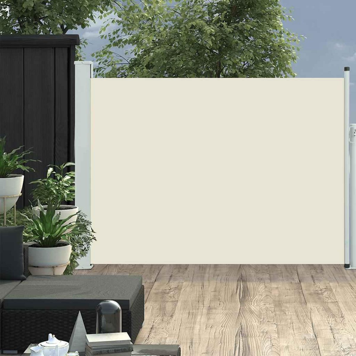 VIDAXL Auvent lateral retractable de patio 100x500 cm Creme