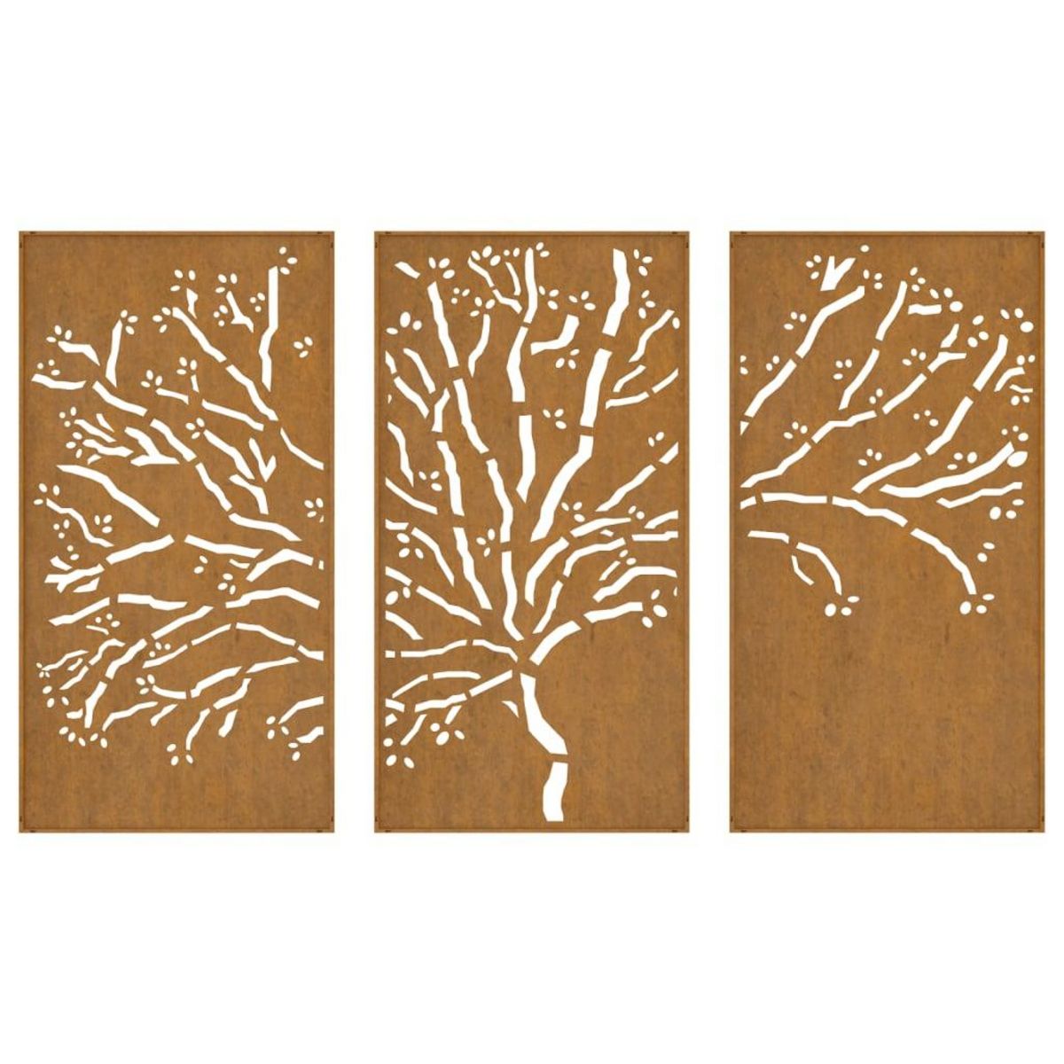 VIDAXL Decorations murales jardin 3 pcs 105x55 cm design d'arbre acier