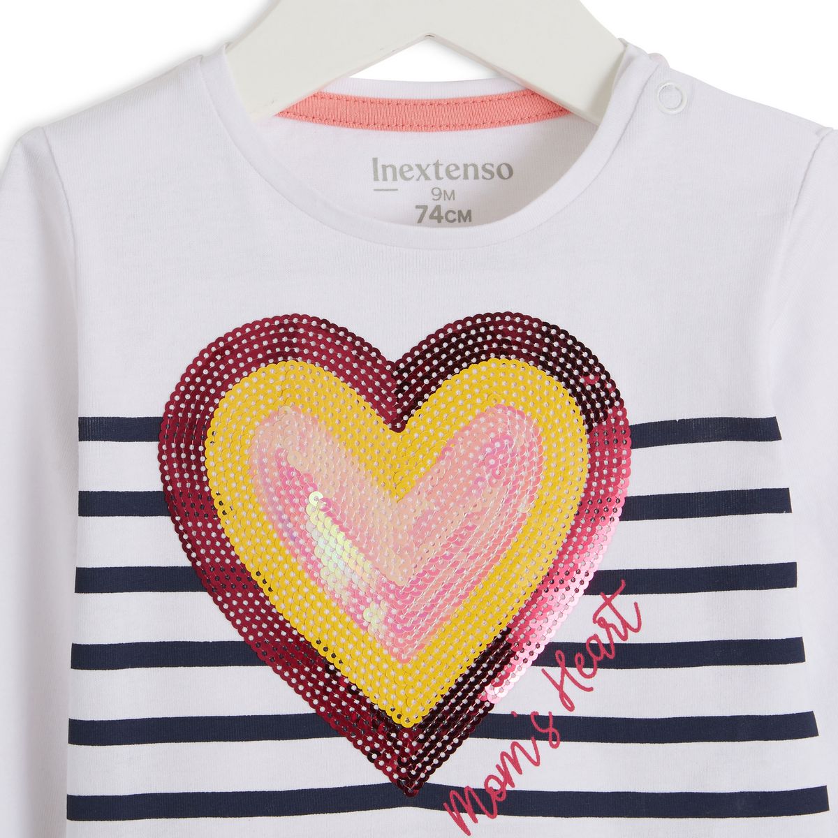 IN EXTENSO T-shirt manches longues à rayures coeurs bébé fille