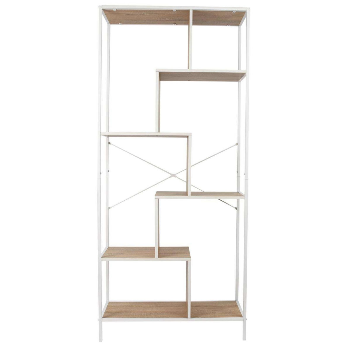 The Home Deco Factory Etagère en bois et métal EDISON - H. 180 cm - Blanc et marron