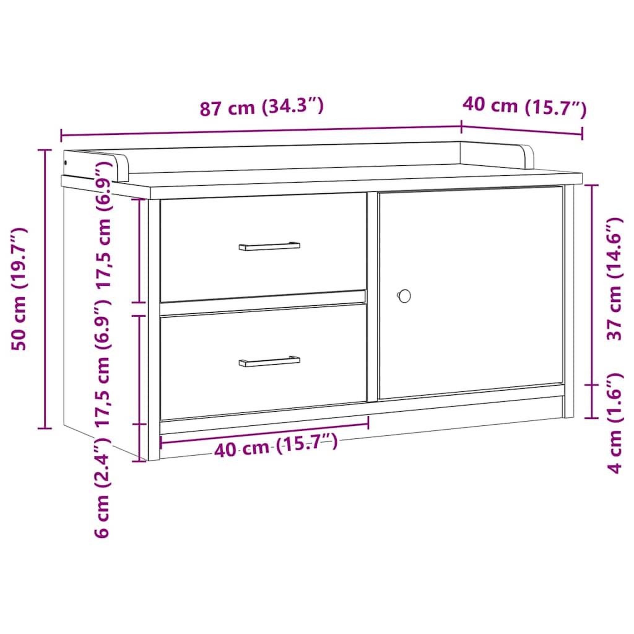 Voir la diapositive 6 : VIDAXL Banc de couloir SANDNES 87x40x50 cm bois de pin massif