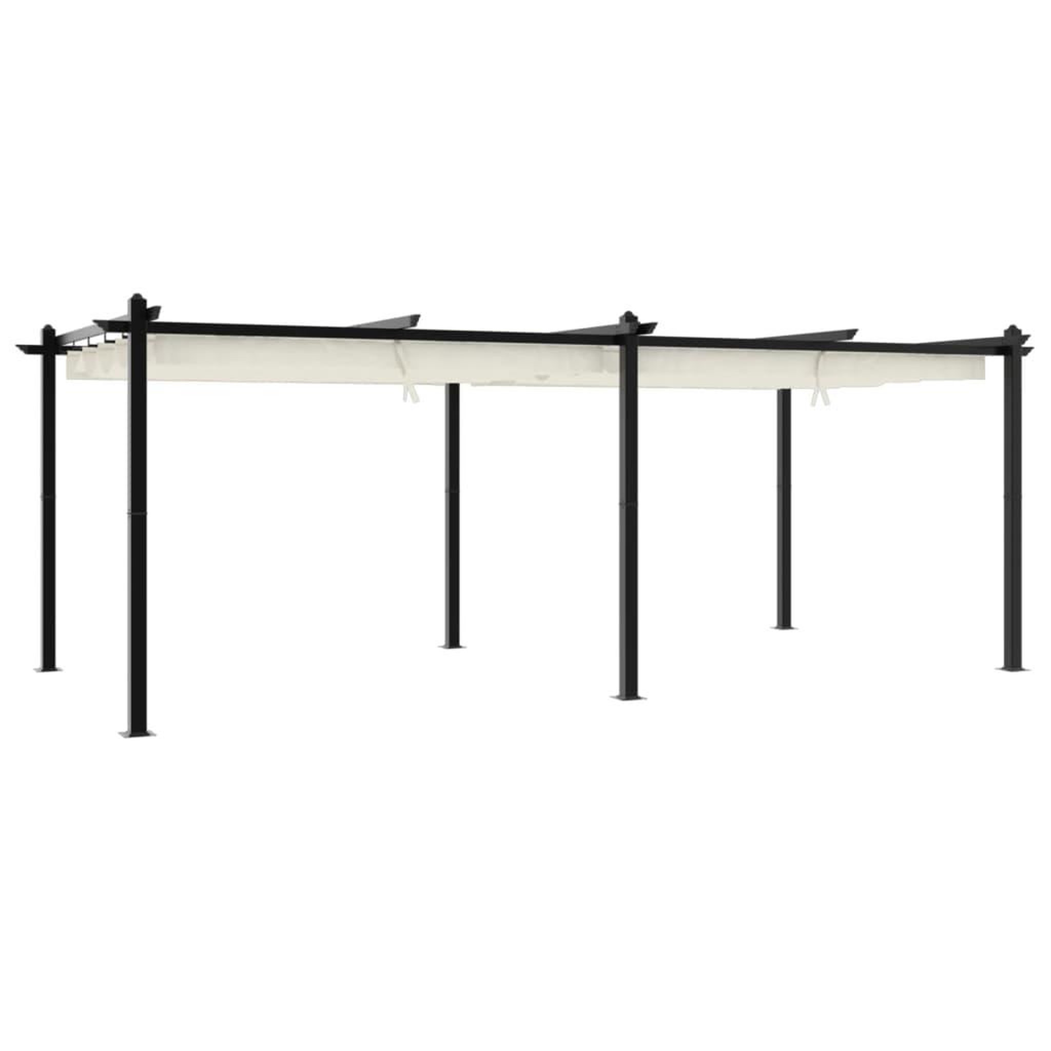 Voir la diapositive 2 : VIDAXL Tonnelle de jardin avec toit retractable creme 3x6 m aluminium