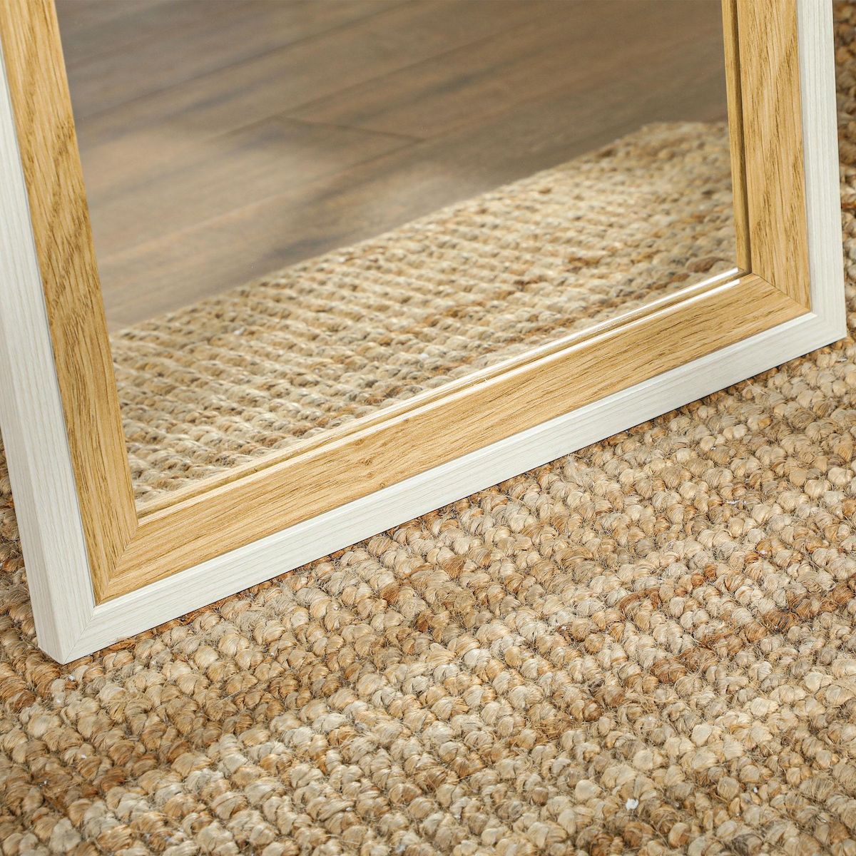 HOMCOM Miroir sur pied et mural design pleine longueur 37 x 157 cm cadre bicolore effet bois clair blanc