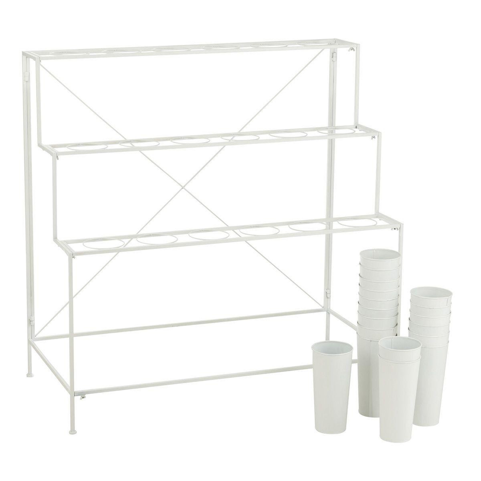 Voir la diapositive 2 : J-LINE Présentoir à fleurs 18 pièces  clarence  95cm blanc