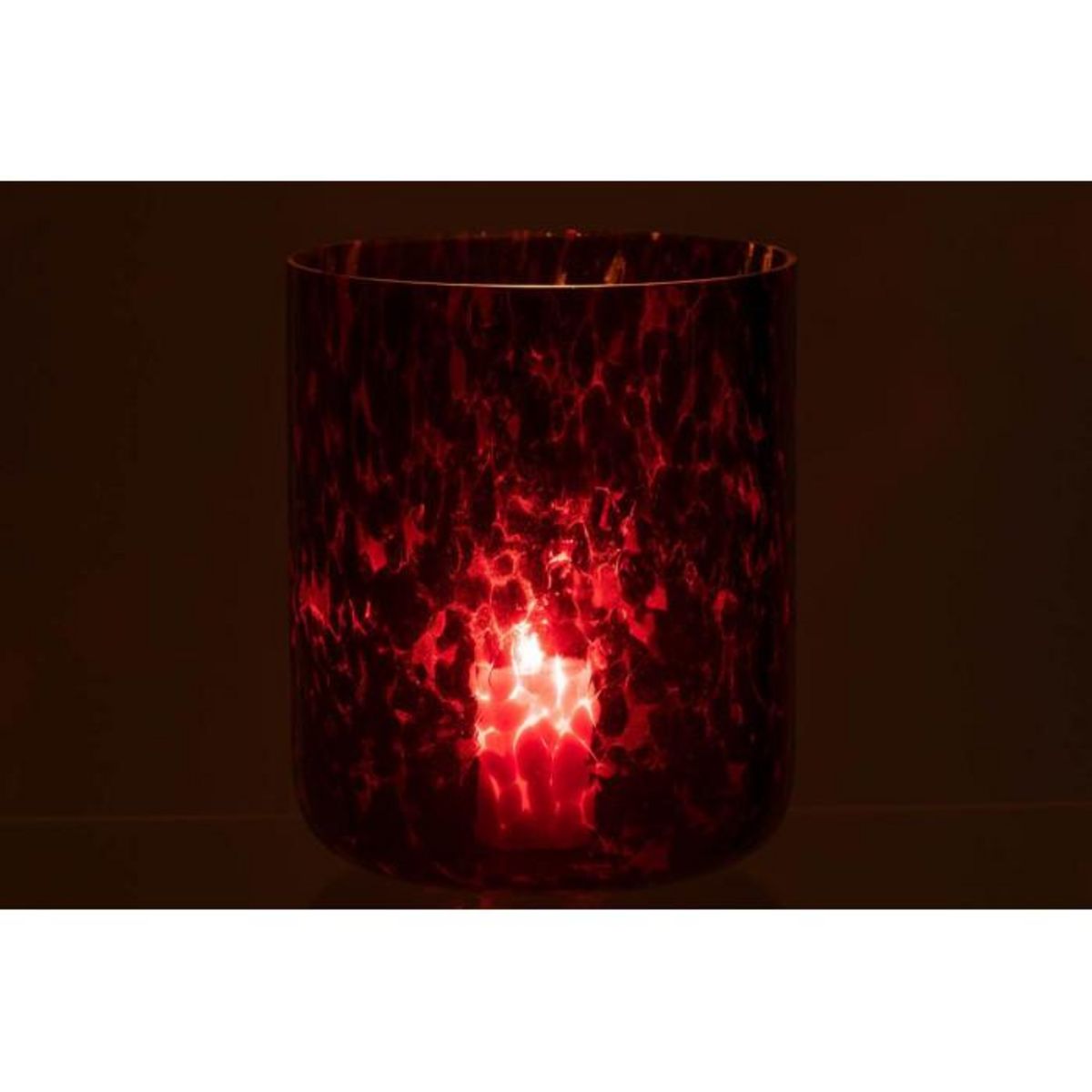 Paris Prix Photophore en Verre Tacheté  Preston  25cm Rouge