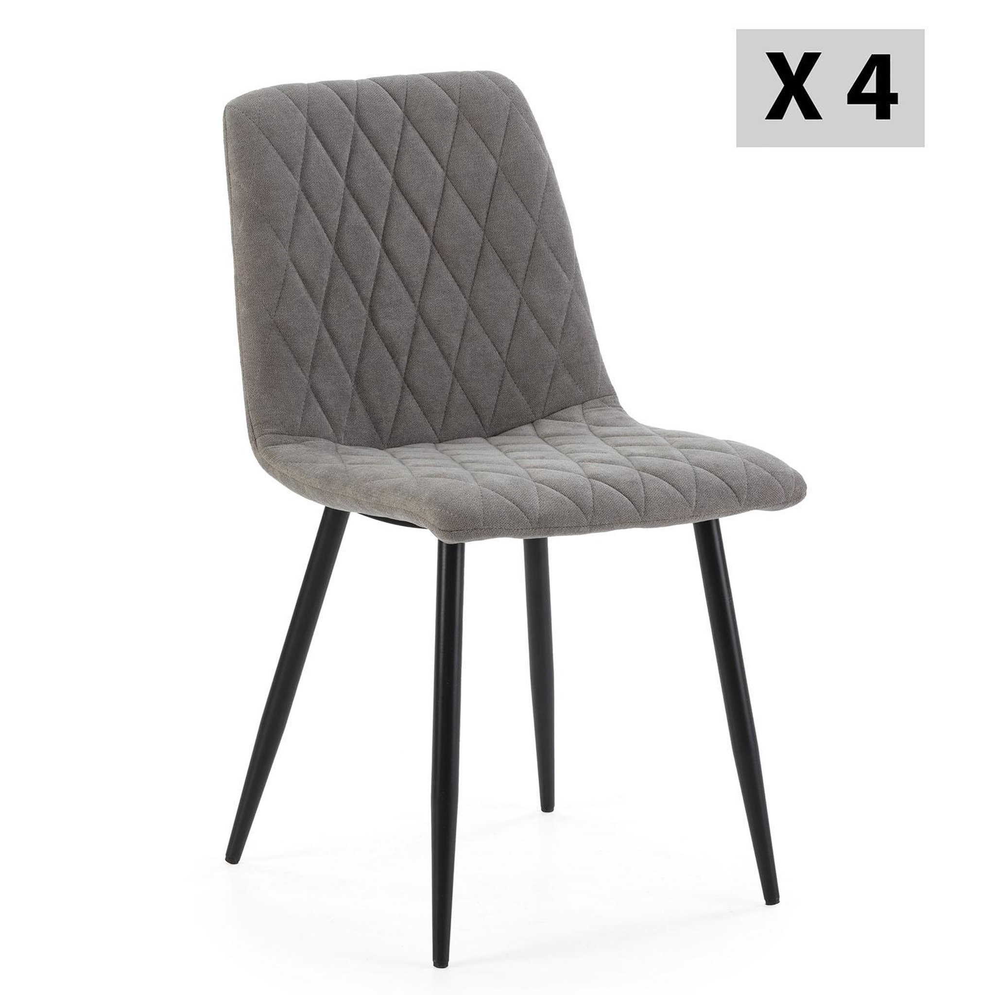 VS VENTA-STOCK Pack 4 chaises Abril recouvertes de tissu gris