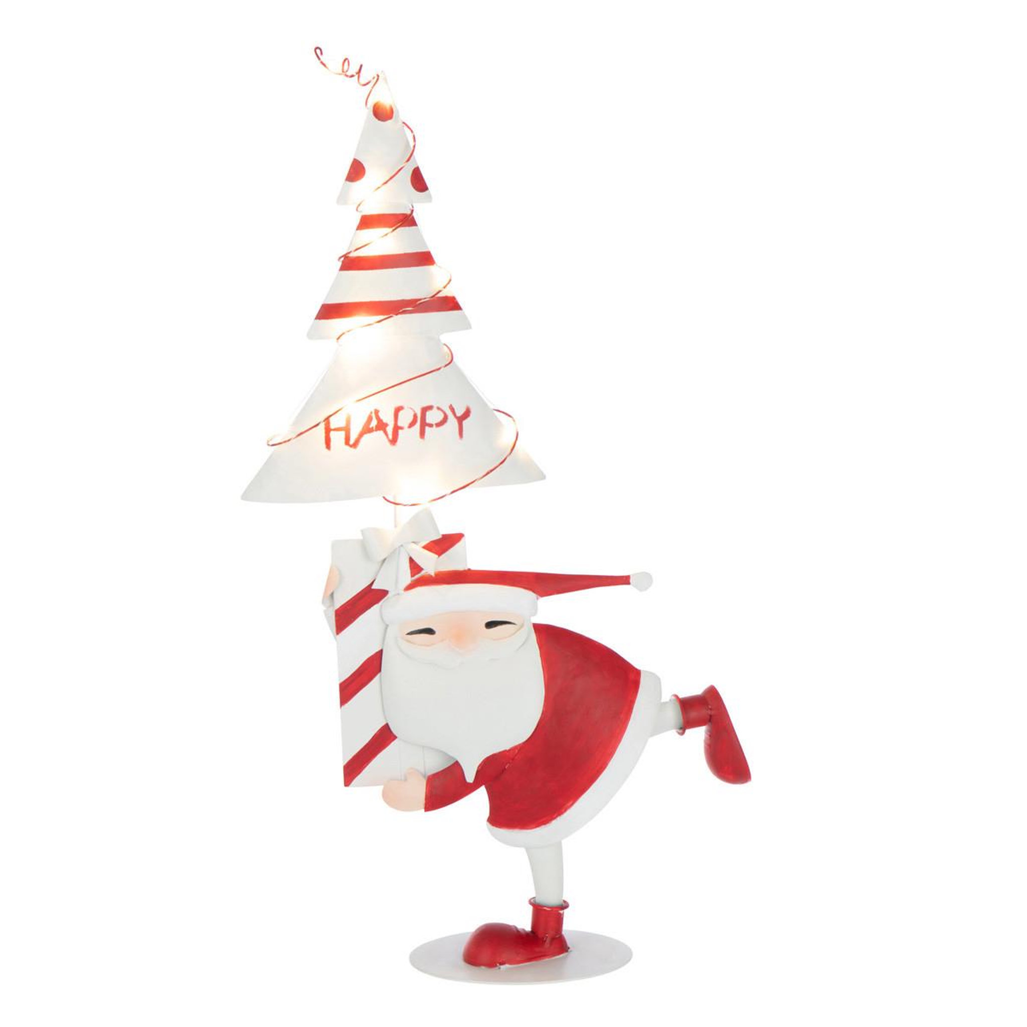 J-LINE Père-noël à led  arbre  66cm blanc & rouge