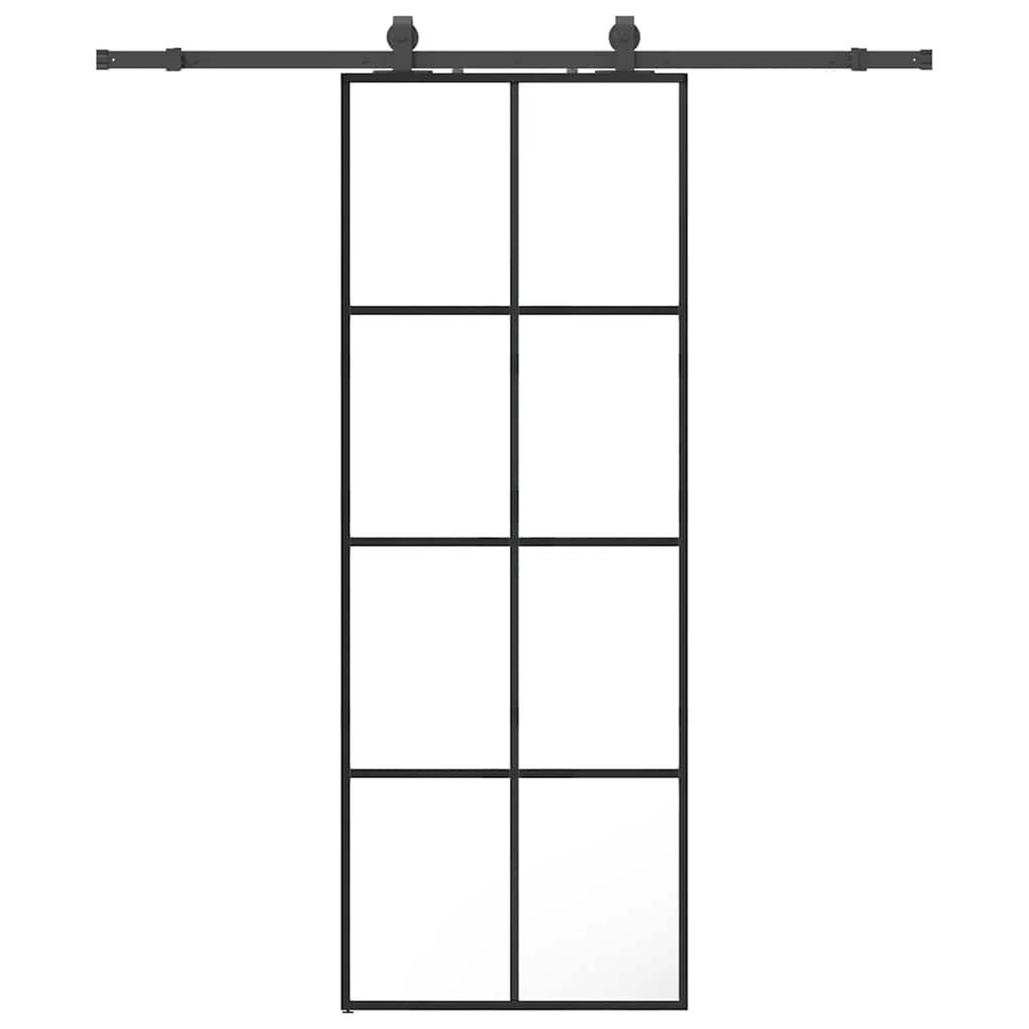Voir la diapositive 2 : VIDAXL Porte coulissante kit de quincaillerie noir 76x205 cm verre ESG