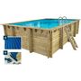 Voir la diapositive 1 : Habitat et Jardin Piscine bois rectangle   Panama  - 6.20 x 4.10 x 1.45 m + Bâche à bulles 180 µ - Bâche hiver 280 g/m² +