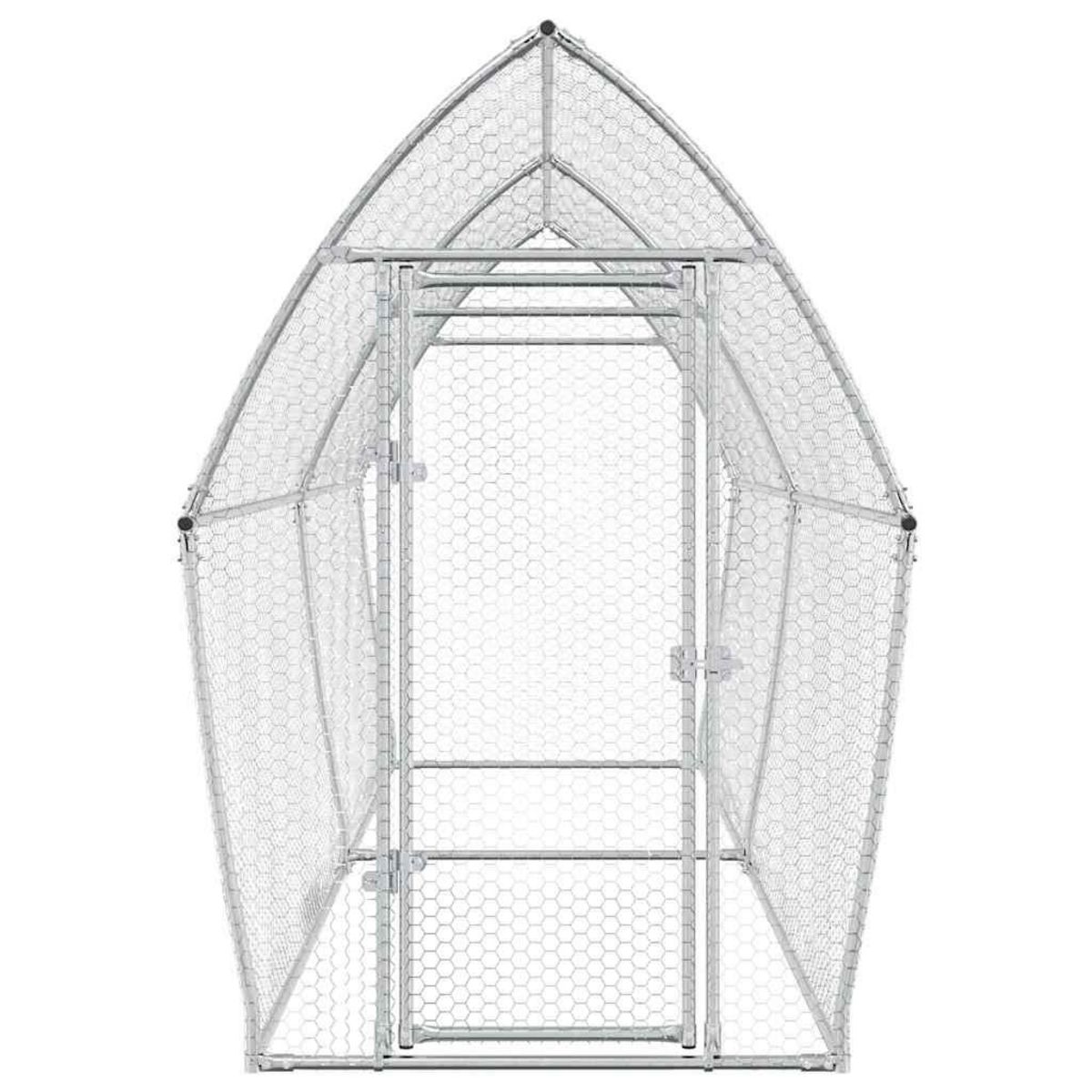 VIDAXL Cage pour poules argente 400x105x182 cm acier galvanise