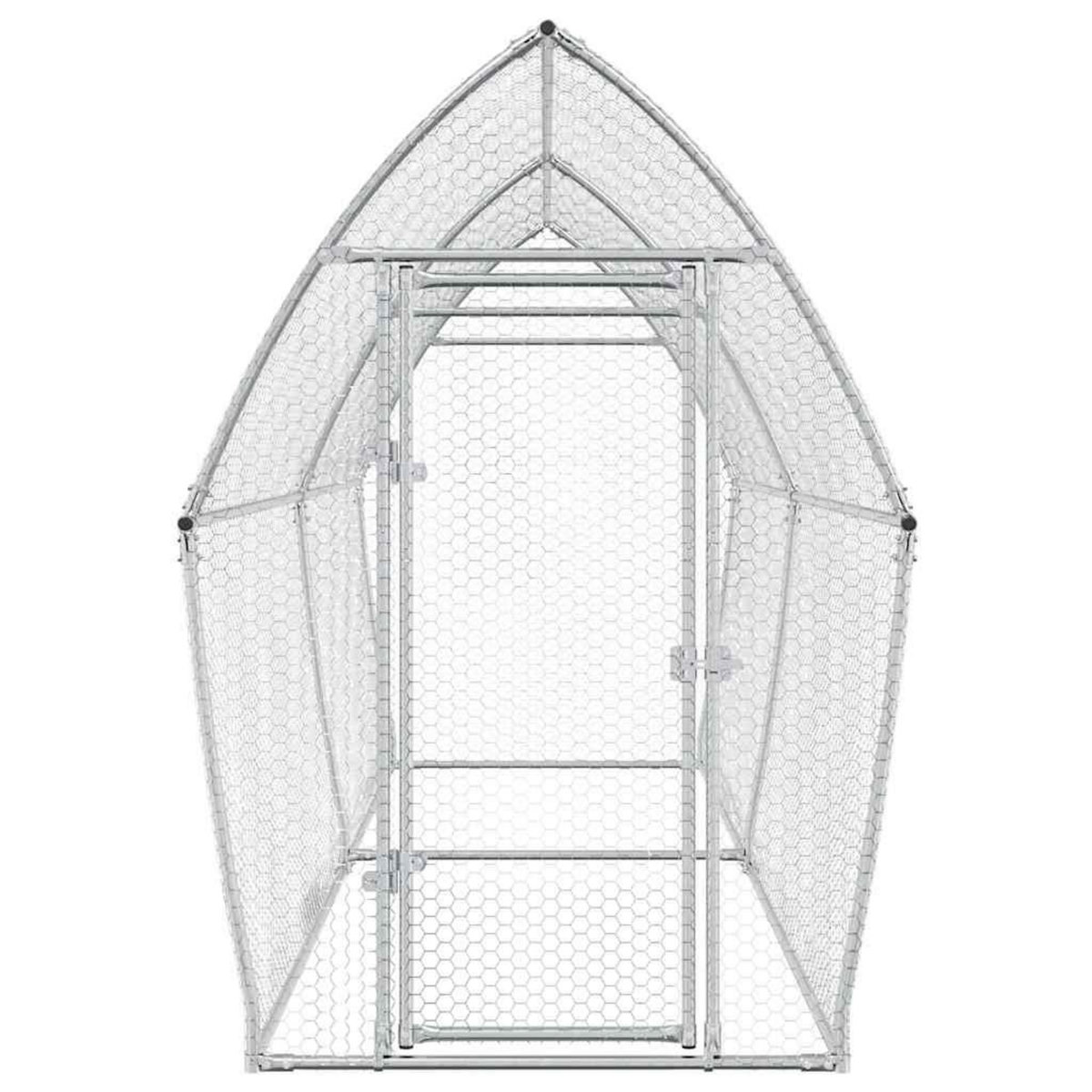 VIDAXL Cage pour poules argente 400x105x182 cm acier galvanise