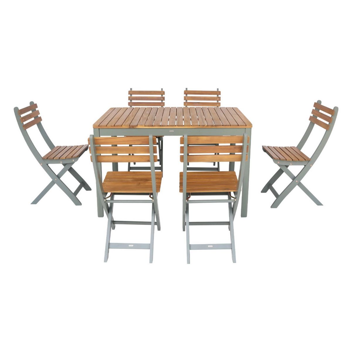 SWEEEK Table de jardin acacia avec coins arrondis, 6 chaises, 120 x 80 x 75 cm