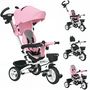 Voir la diapositive 5 : HOMCOM Tricycle enfant évolutif pliable pare-soleil canne télescopique amovible siège réversible rose