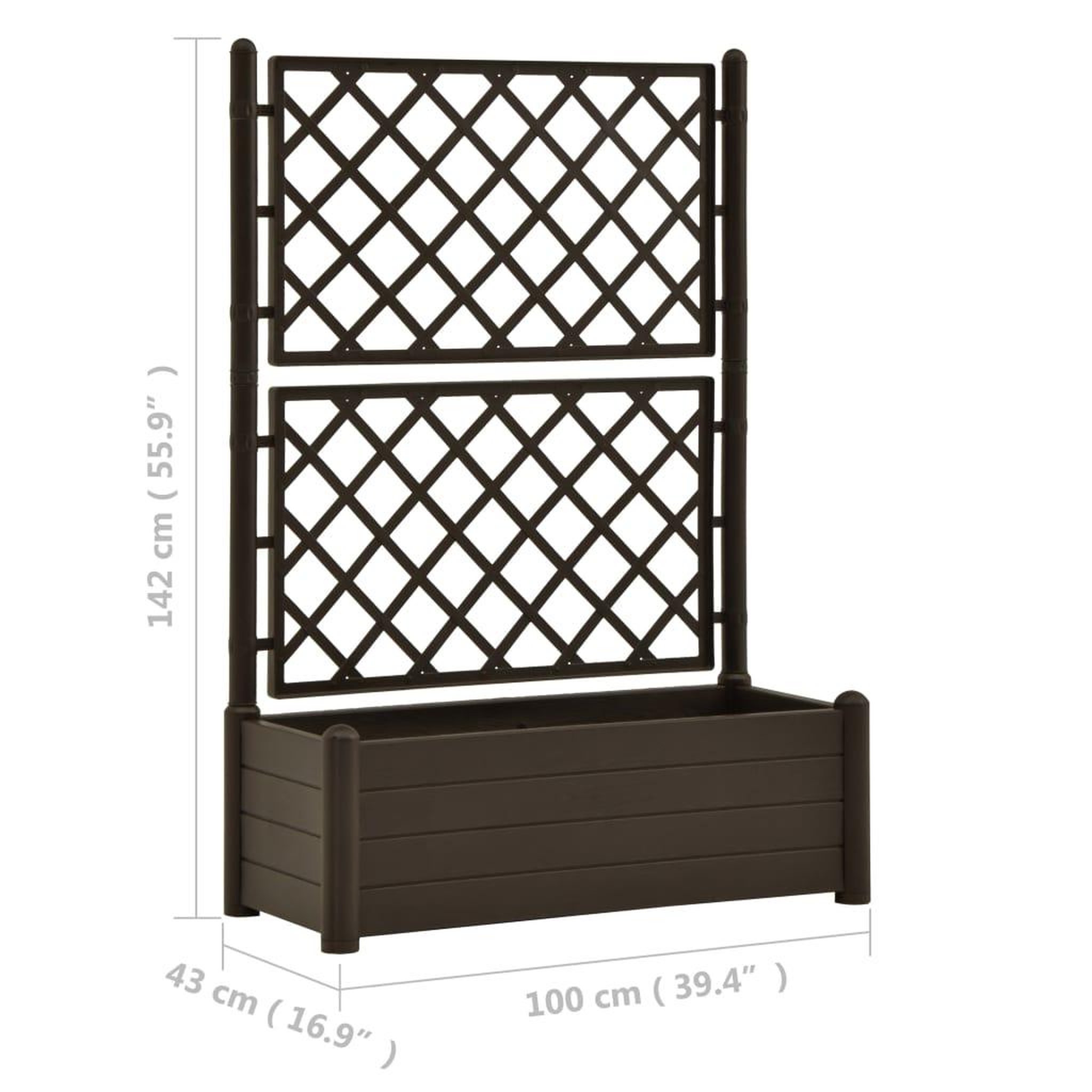 Voir la diapositive 6 : VIDAXL Jardiniere avec treillis 100x43x142 cm PP Moka