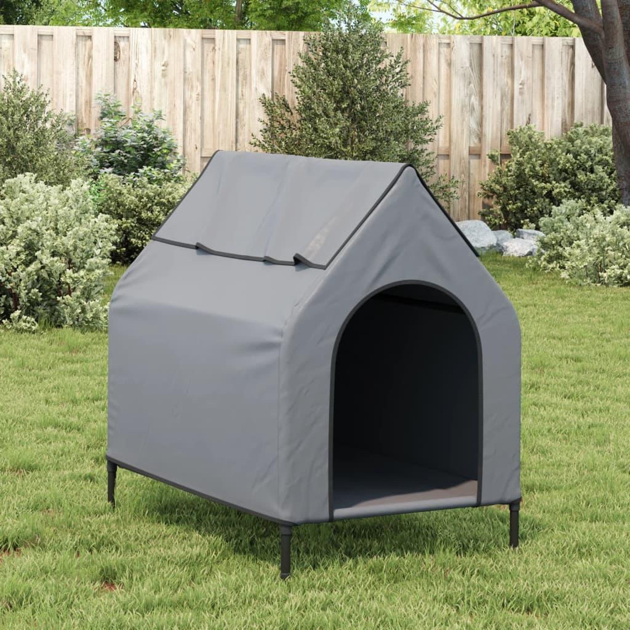 Voir la diapositive 3 : VIDAXL Niche pour chien gris clair tissu oxford et acier