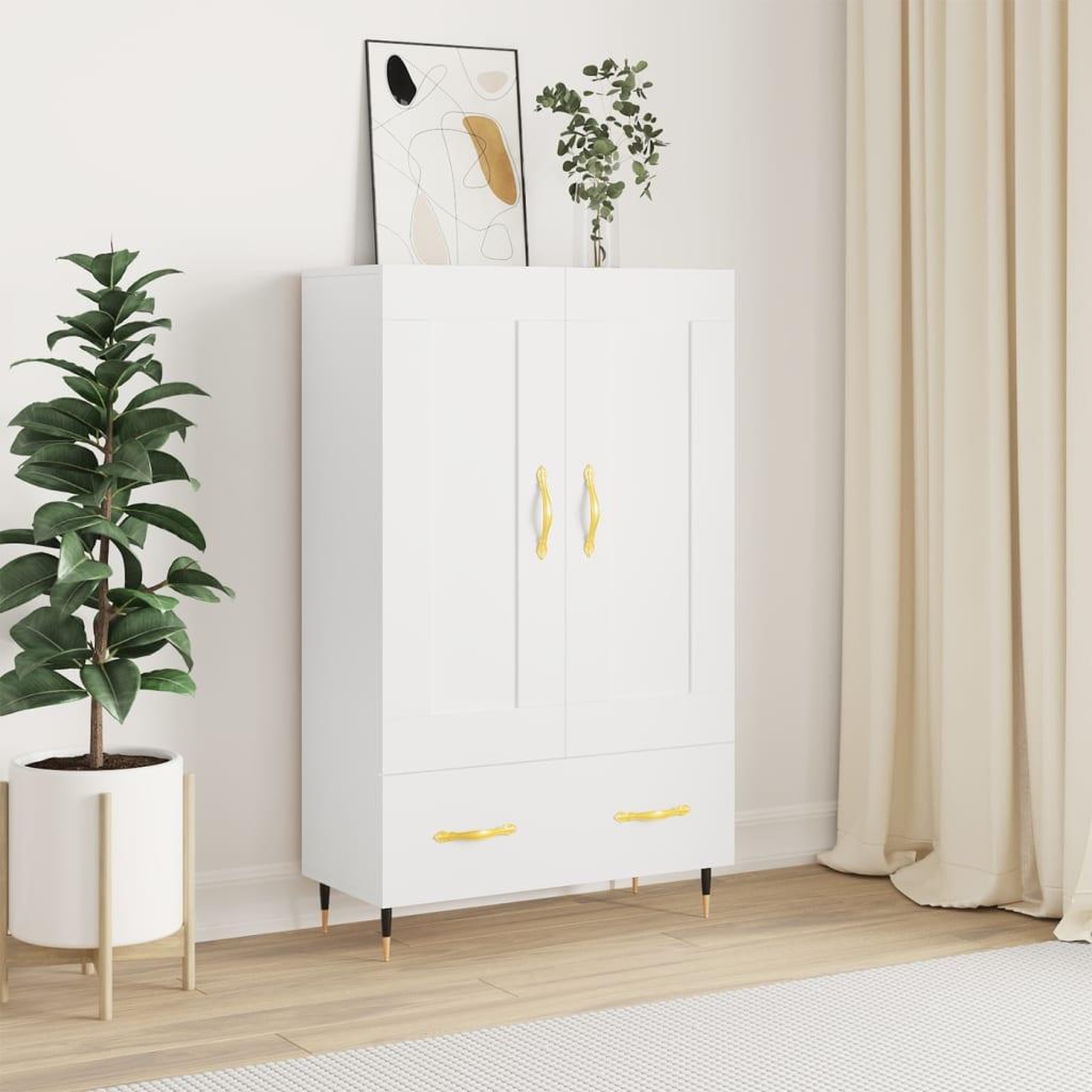 Voir la diapositive 1 : VIDAXL Buffet haut blanc 69,5x31x115 cm bois d'ingenierie