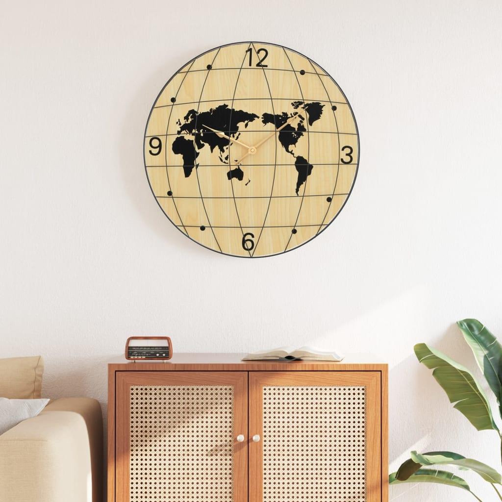 VIDAXL Horloge murale jaune et noir Ø50 cm bois d'ingenierie