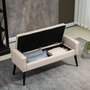 Voir la diapositive 5 : HOMCOM Banquette coffre de rangement 2 en 1 style contemporain pieds effilés bois d'hévéa noir aspect lin beige