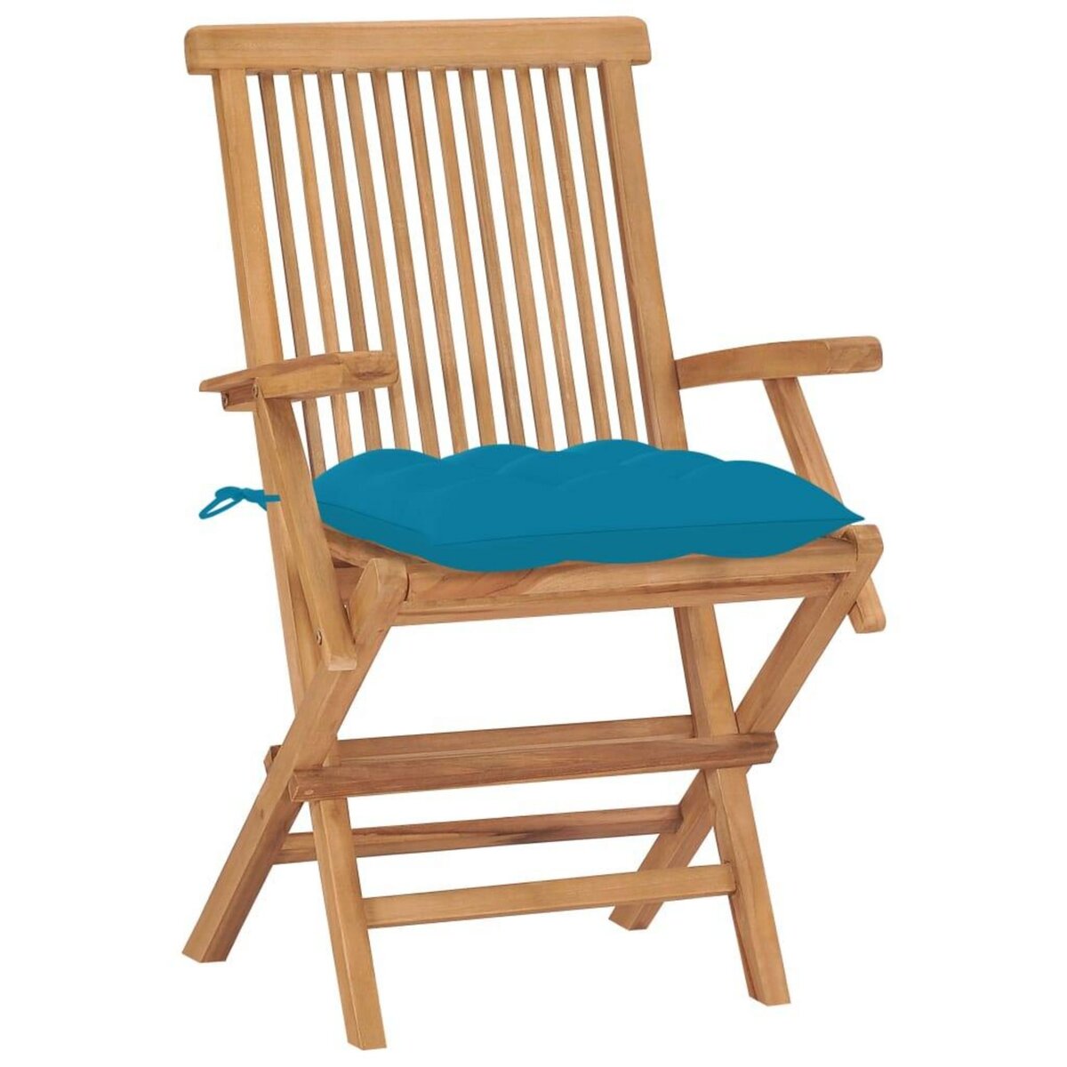 VIDAXL Chaises de jardin lot de 2 avec coussins bleu clair Teck massif