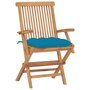 Voir la diapositive 2 : VIDAXL Chaises de jardin lot de 2 avec coussins bleu clair Teck massif