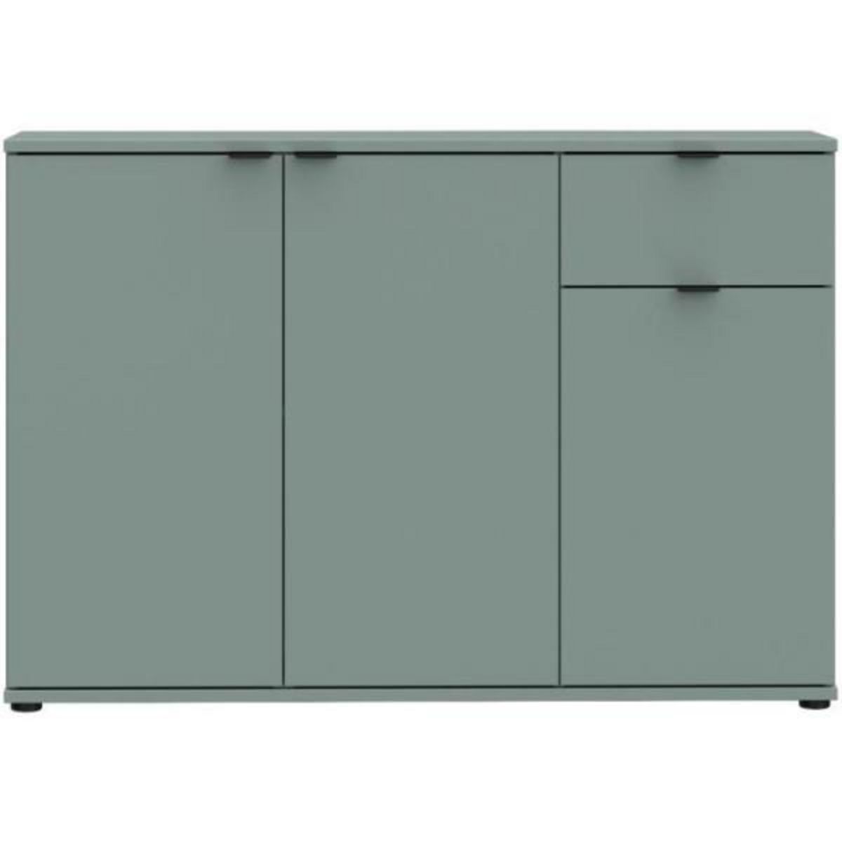 MARKET24 Commode - GANYMEDE - 3 portes - 1 tiroir - Sauge - 119,8 x 34,1 x 82,3 cm