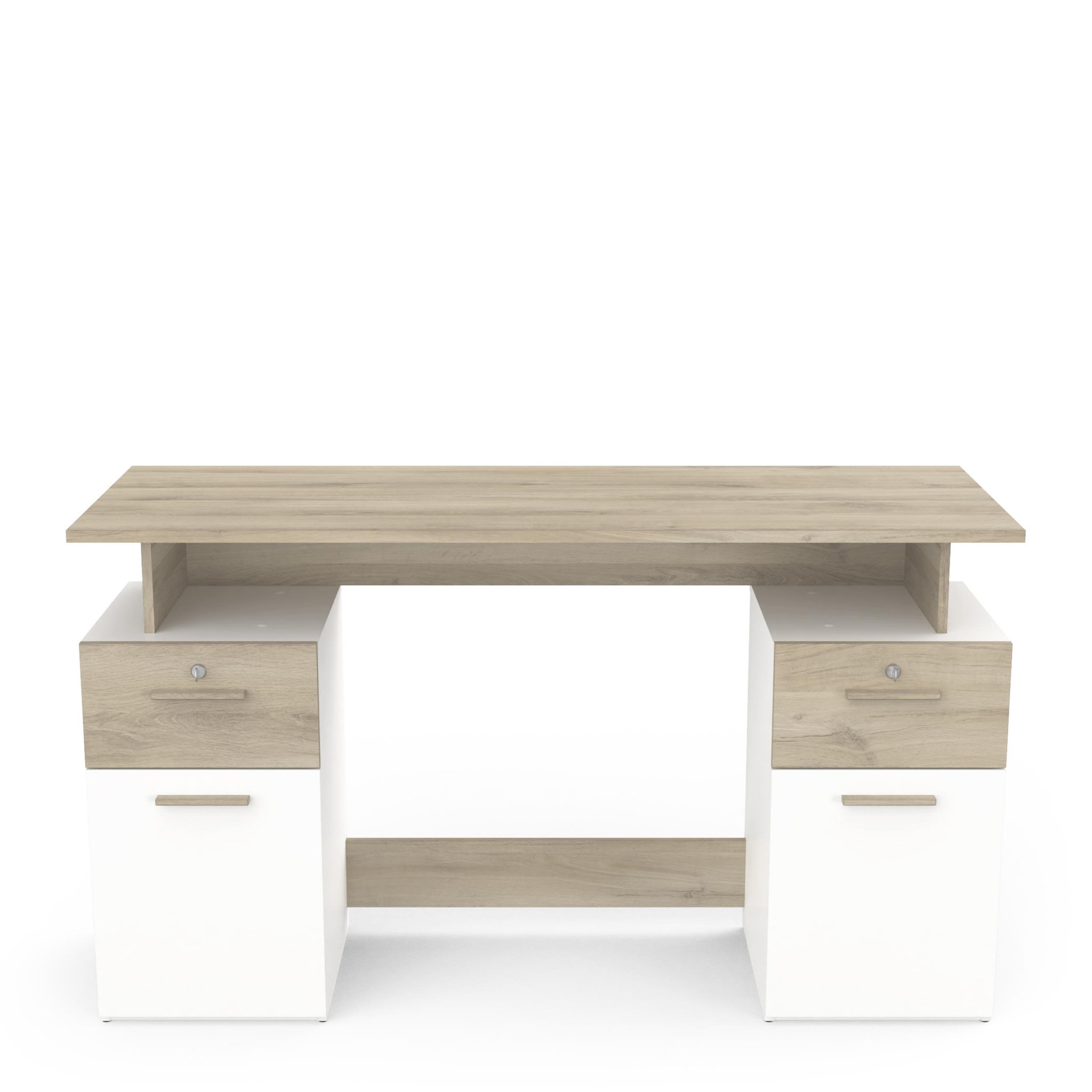 Voir la diapositive 2 : Bureau droit double caisson de rangement L134cm SOCRATE