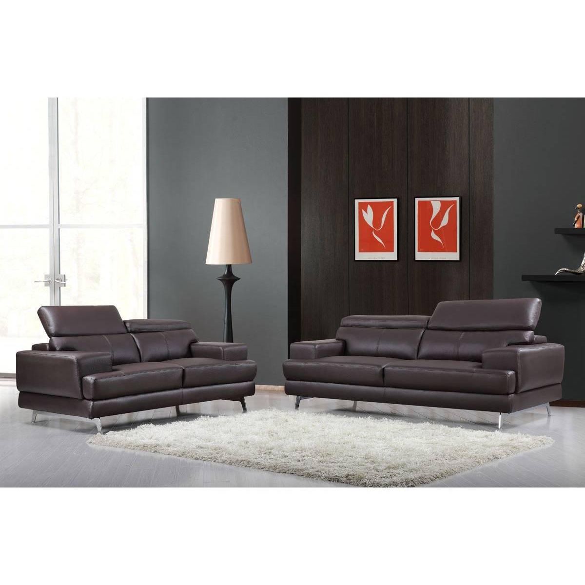 Habitat et Jardin Canapé cuir reconstitué/PVC  Venise  - 2 places - Marron