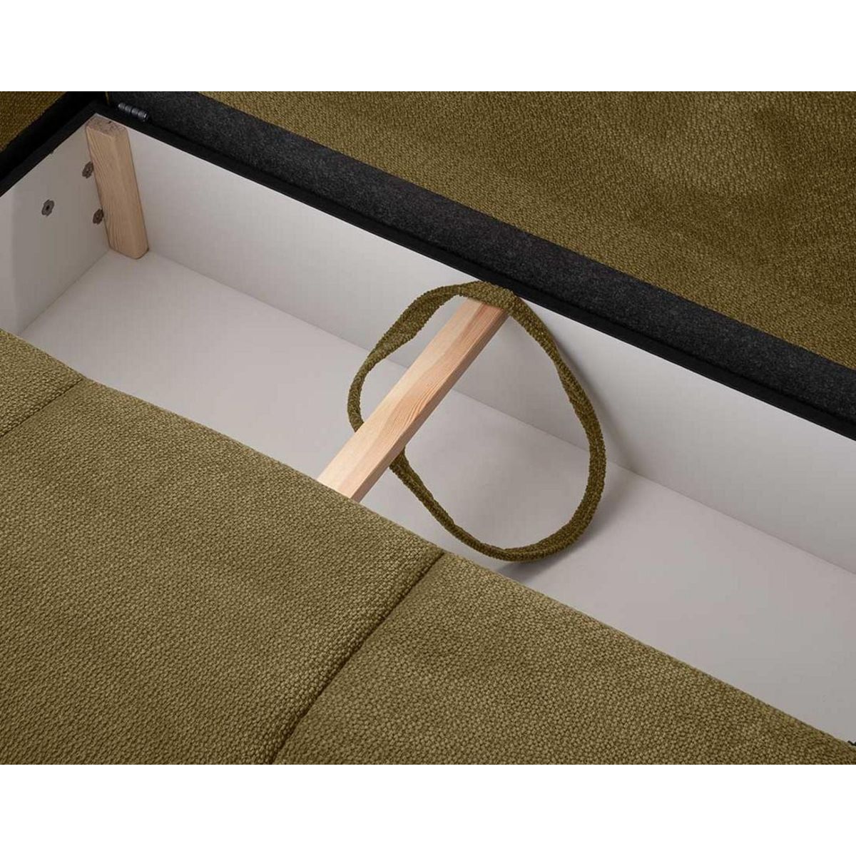 BEST MOBILIER Leonie - canapé d'angle droit 4 places convertible avec coffre en velours texturé