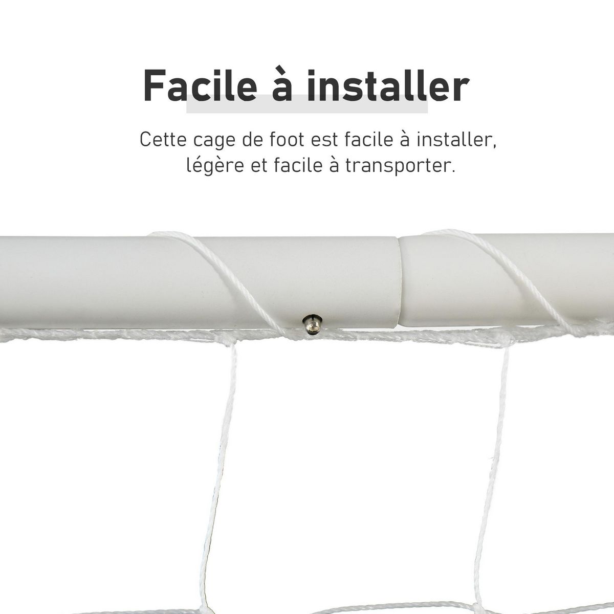 HOMCOM But de football - cage de foot - but futsal dim. 301L x 126l x 200H cm - châssis métal époxy filet PE - piquets inclus - blanc