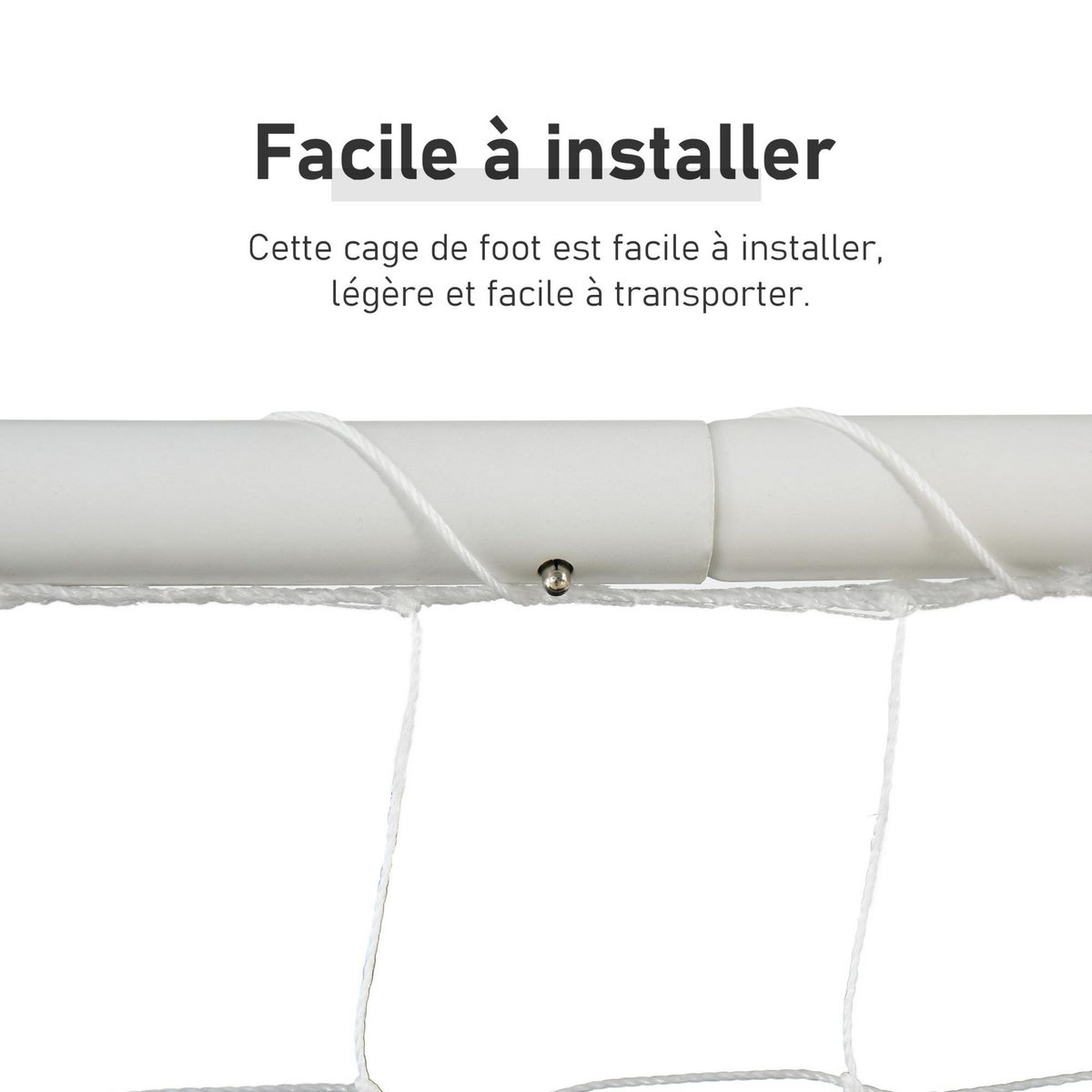 HOMCOM But de football - cage de foot - but futsal dim. 301L x 126l x 200H cm - châssis métal époxy filet PE - piquets inclus - blanc