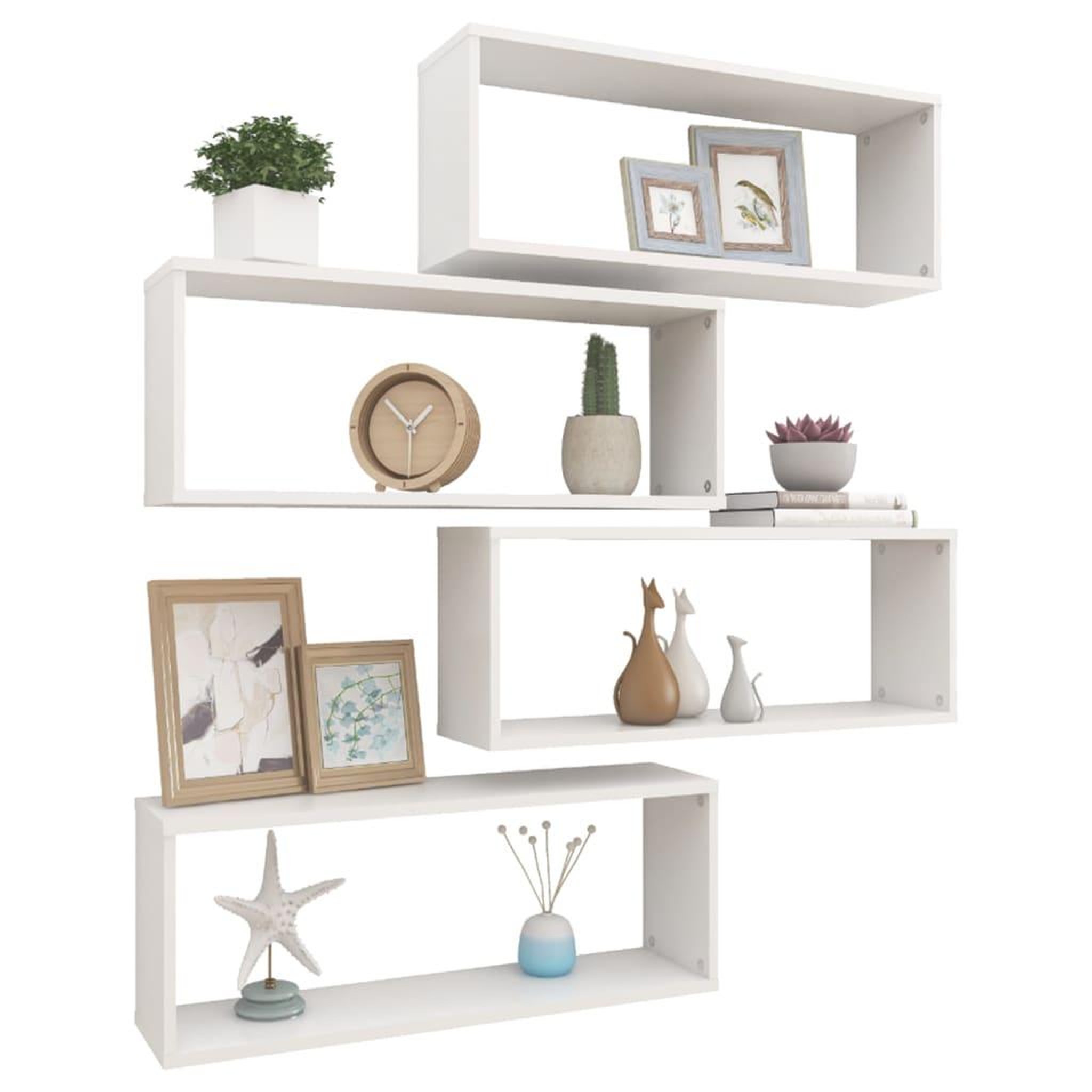 Voir la diapositive 3 : VIDAXL Etageres murales cube 4 pcs Blanc 60x15x23 cm Bois d'ingenierie