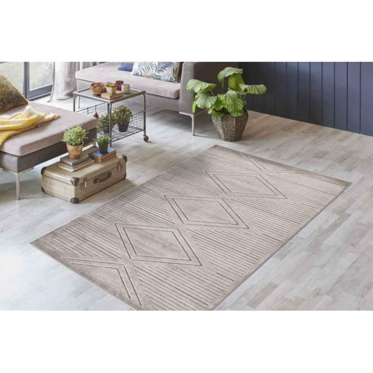 Paris Prix Tapis Tissé Déco à Poils Courts  Madita  Gris