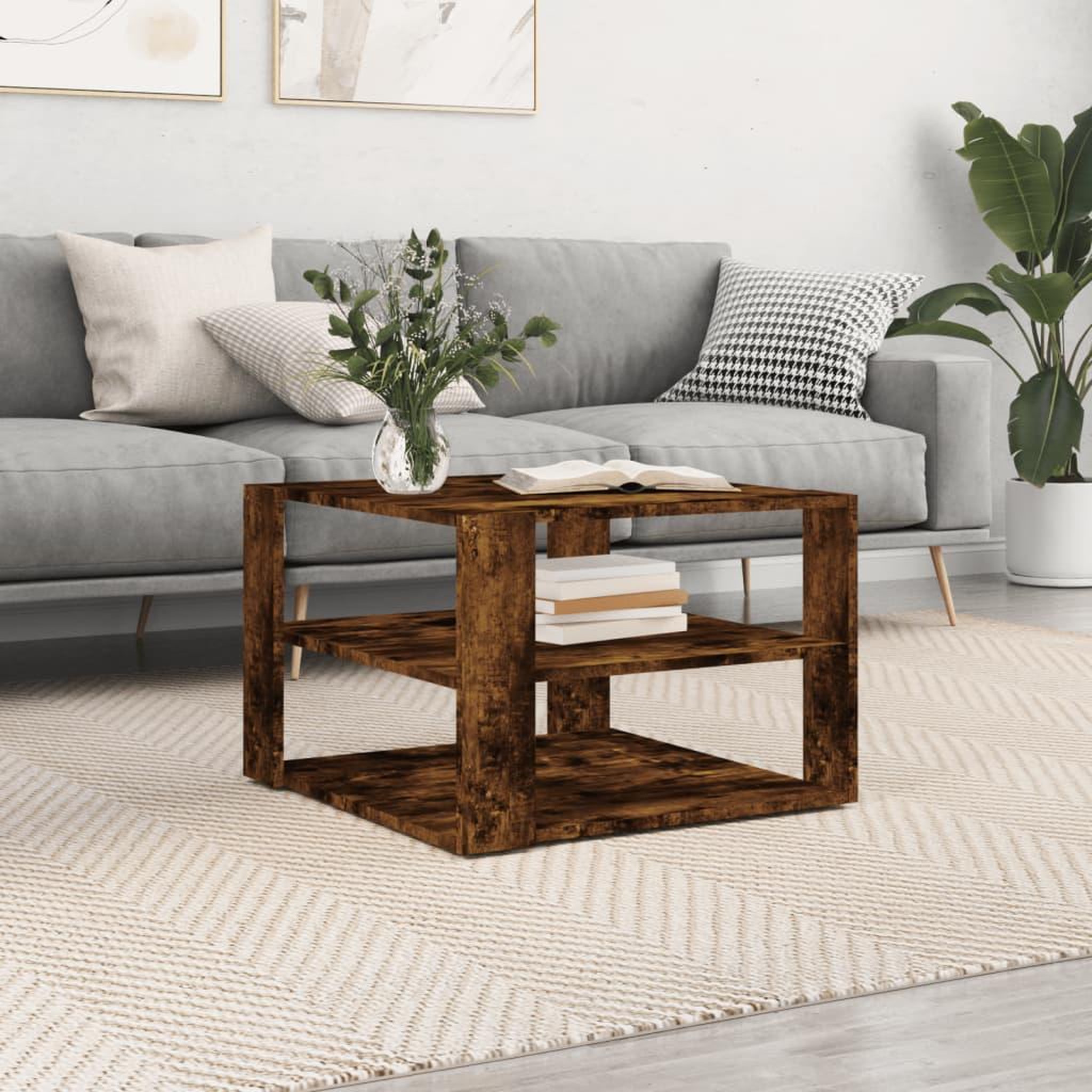 VIDAXL Table basse chene fume 59,5x59,5x40 cm bois d'ingenierie