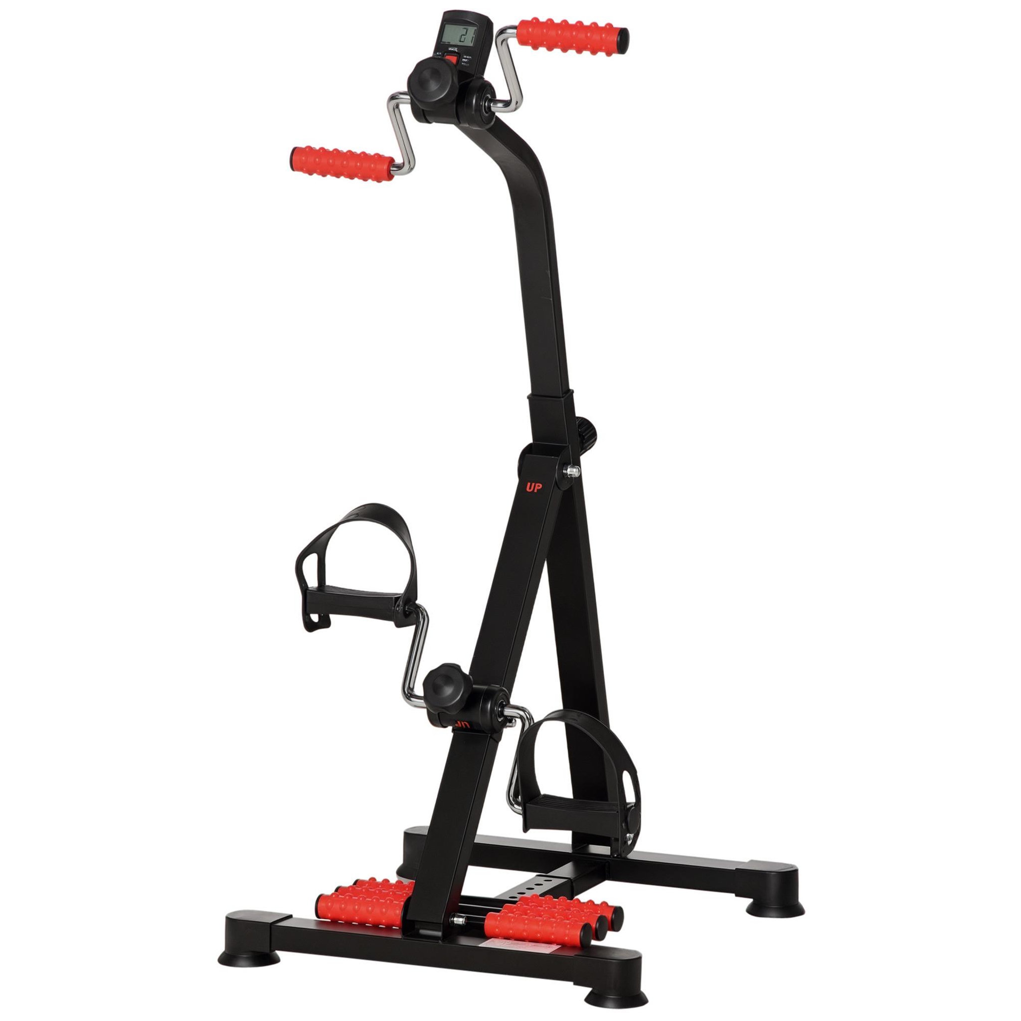 HOMCOM Vélo de rééducation bras et jambes - hauteur largeur réglable - écran LCD multifonction