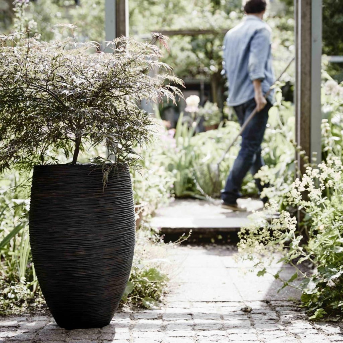 CAPI Capi Pot a fleurs Nature Rib elegant Deluxe 45x72 cm Noir