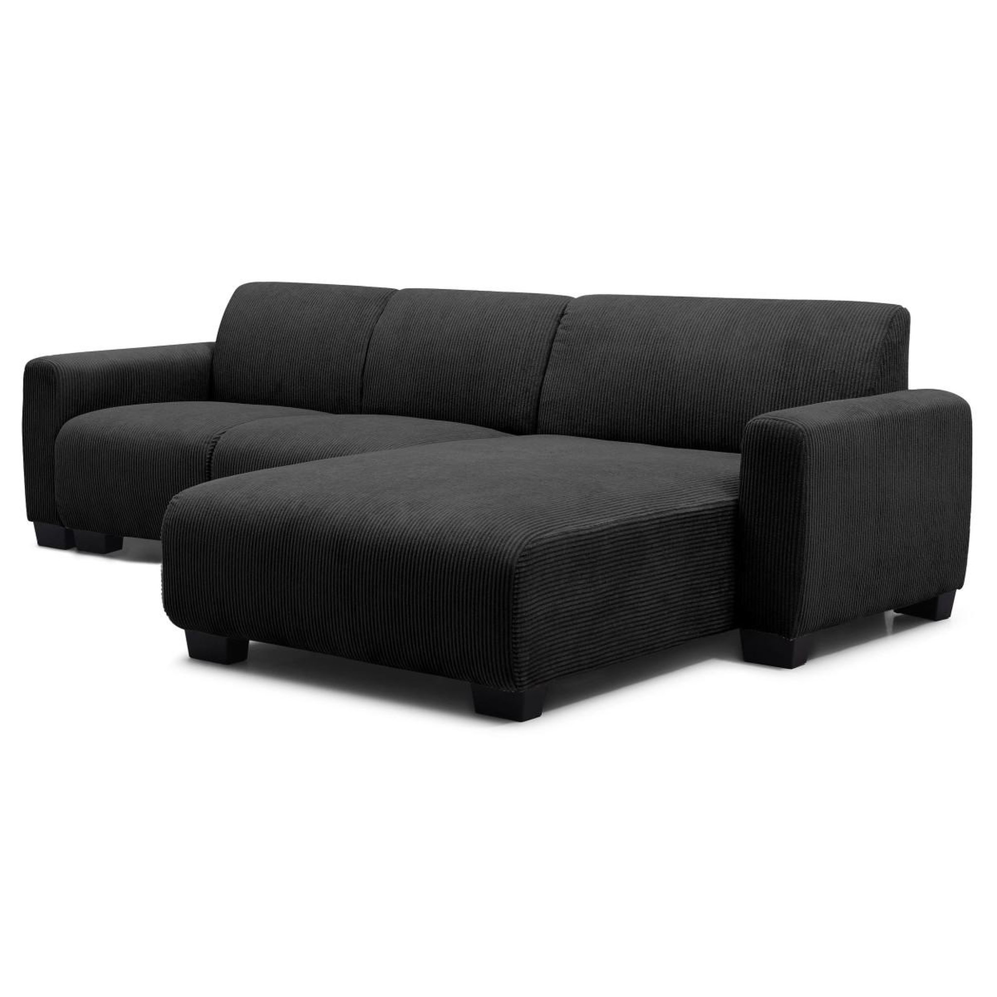 Voir la diapositive 4 : Paris Prix Canapé d'angle réversible en velours côtelé  leo  292cm noir
